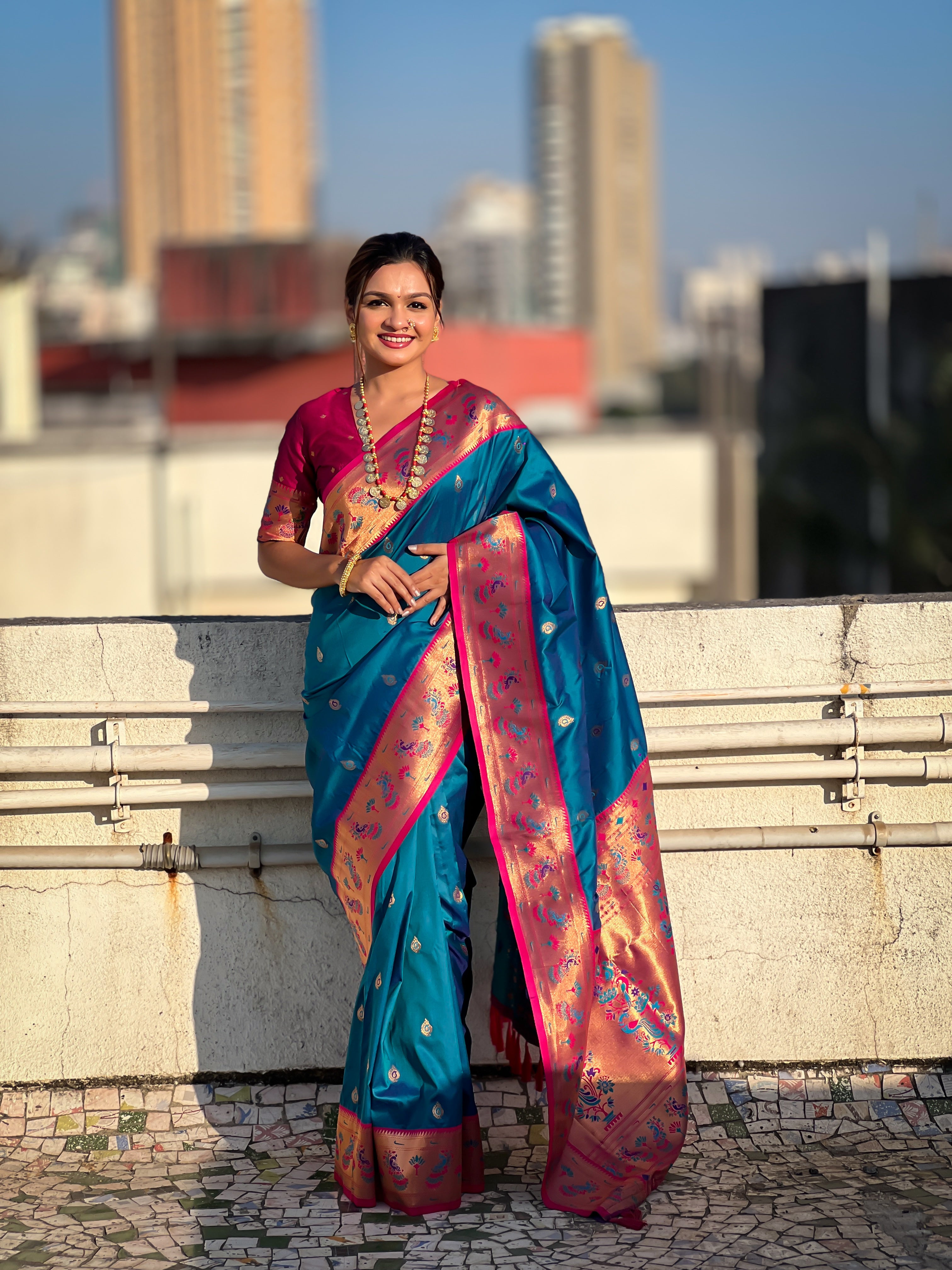 Glamorous Weaving Meenakari Designer Soft Silk Ethnic Partywear Blue Saree
