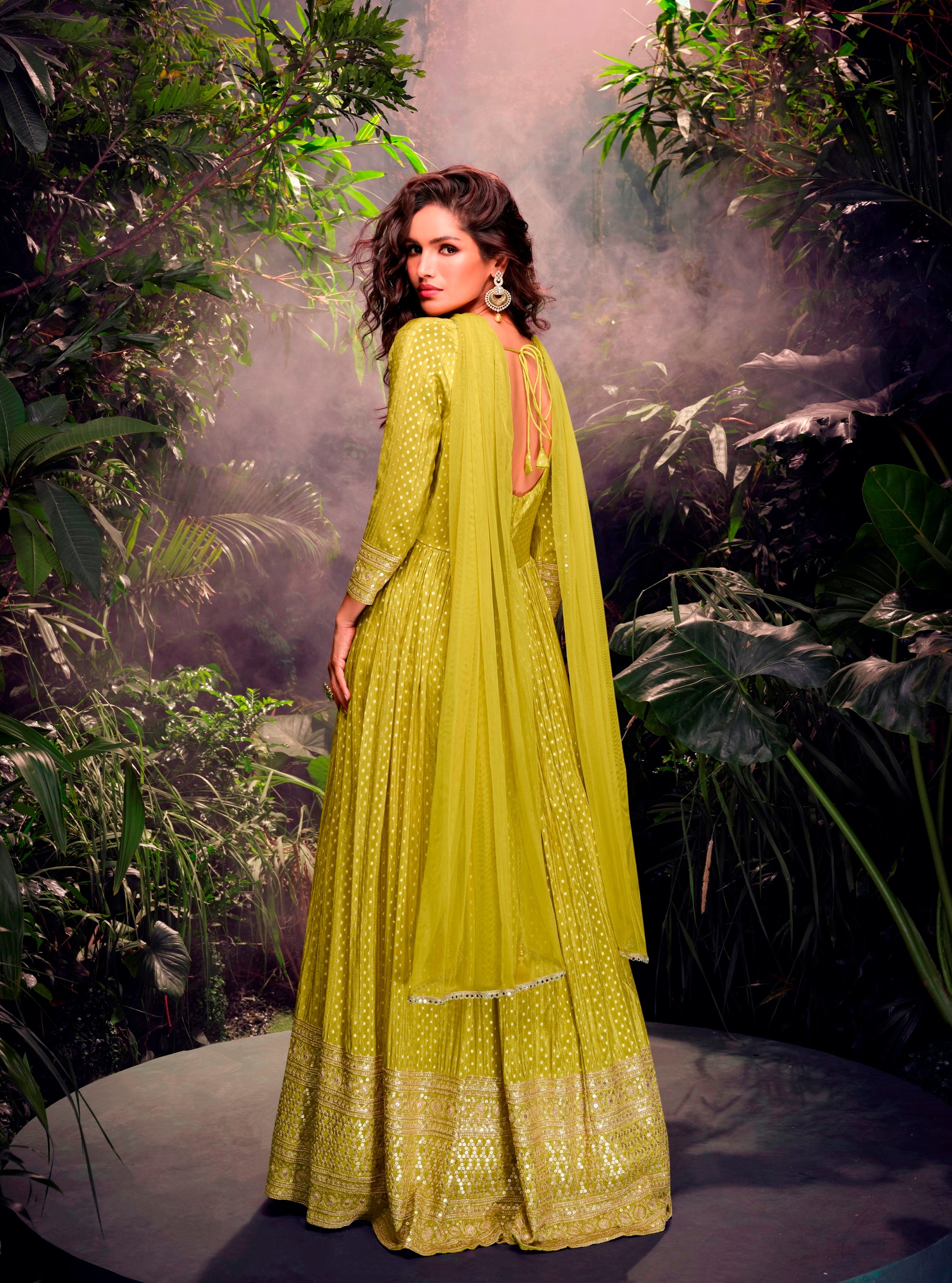 Green Anarkali Suit With Heavy Embroidery Work