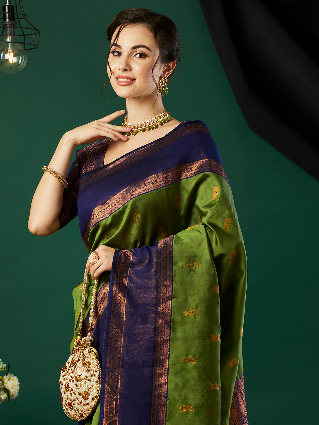 Green Banarasi Silk Woven Jari Designer Heavy Looks Glamorous Ceremonial Saree