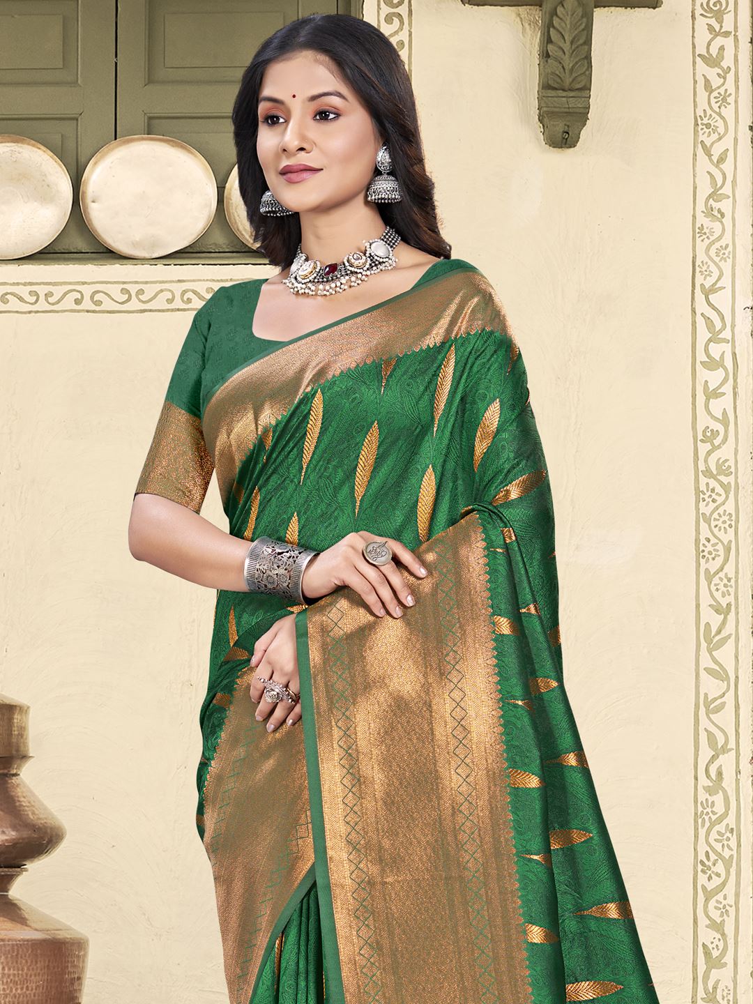 Green Color Festival Wear Silk Saree