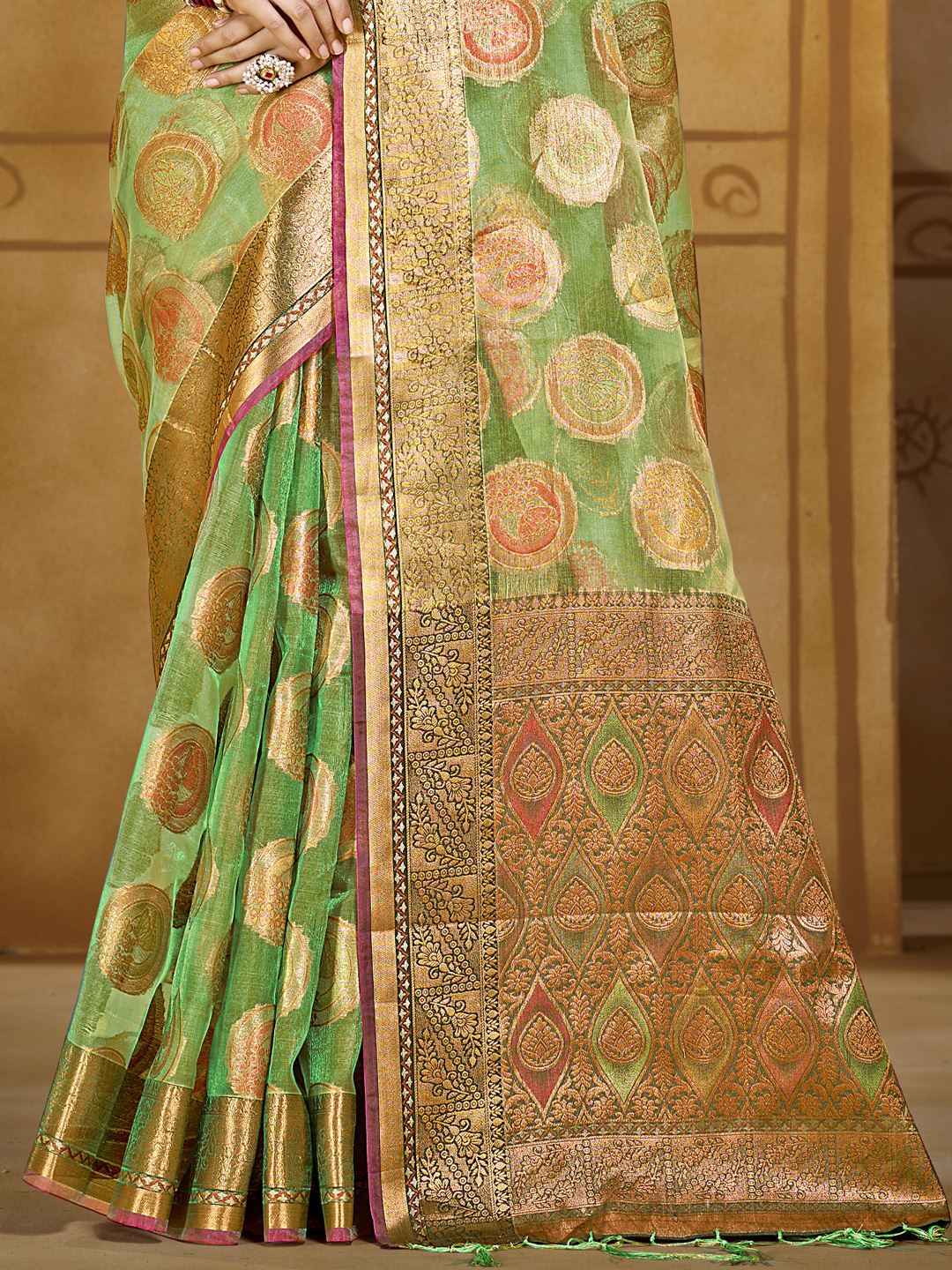 Green Color Organza Silk Saree