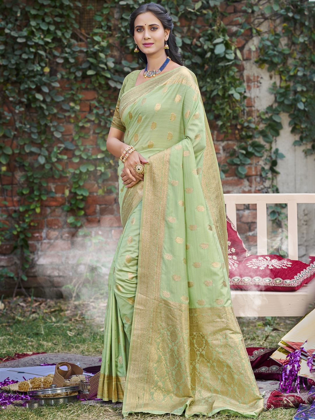 Green Colour Woven Silk Saree
