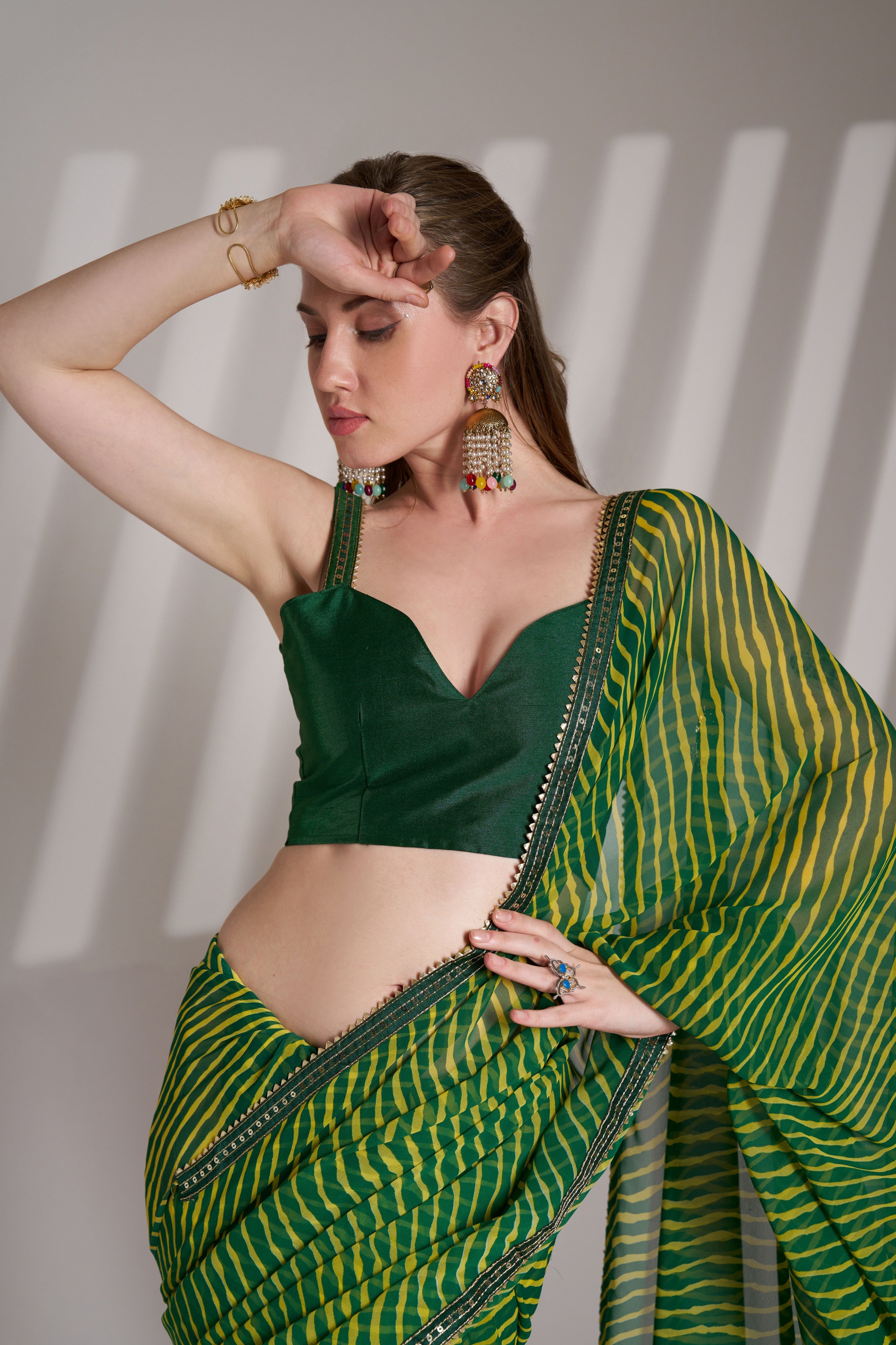 Green Glamorous Partywear Georgette Bollywood Saree