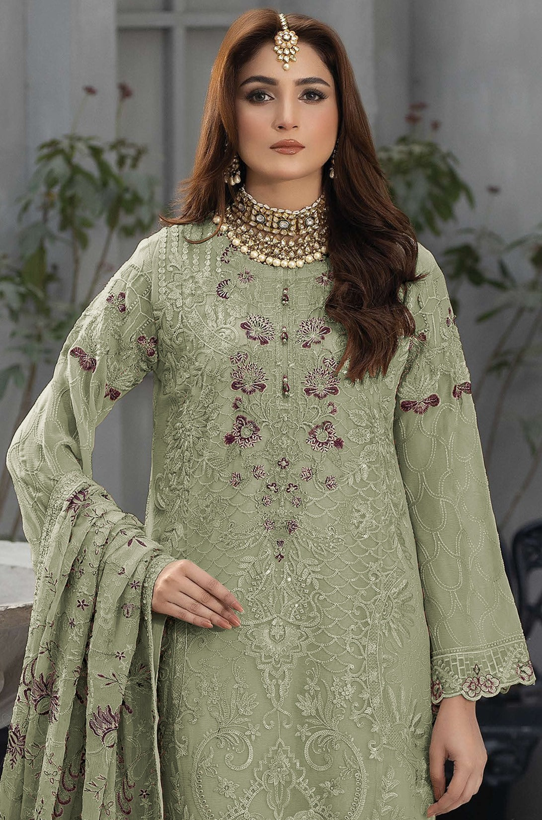 Green Heavy Designer Suit With Heavy Embroidery Work