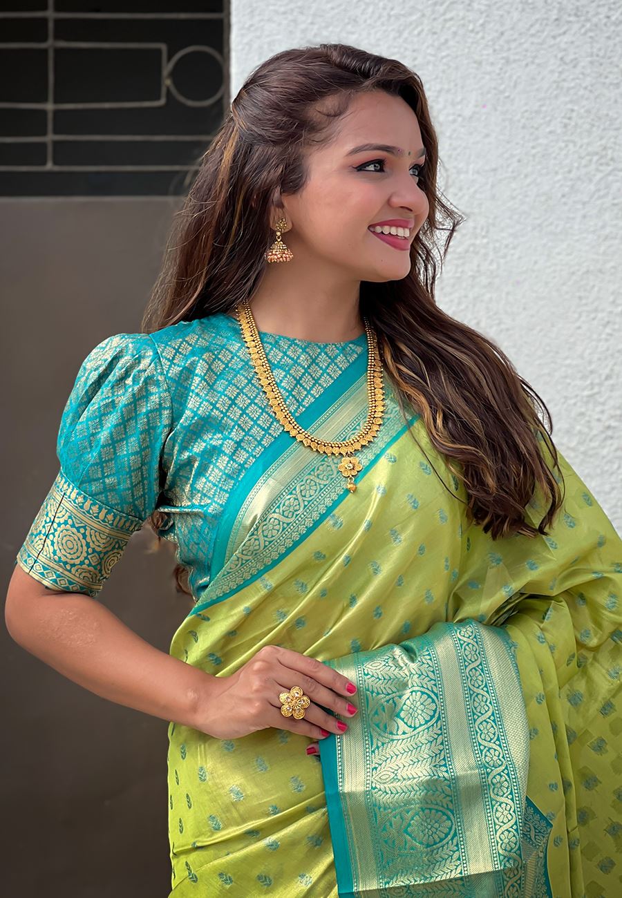 Green Silk Blend South Indian Kanchipuram Saree