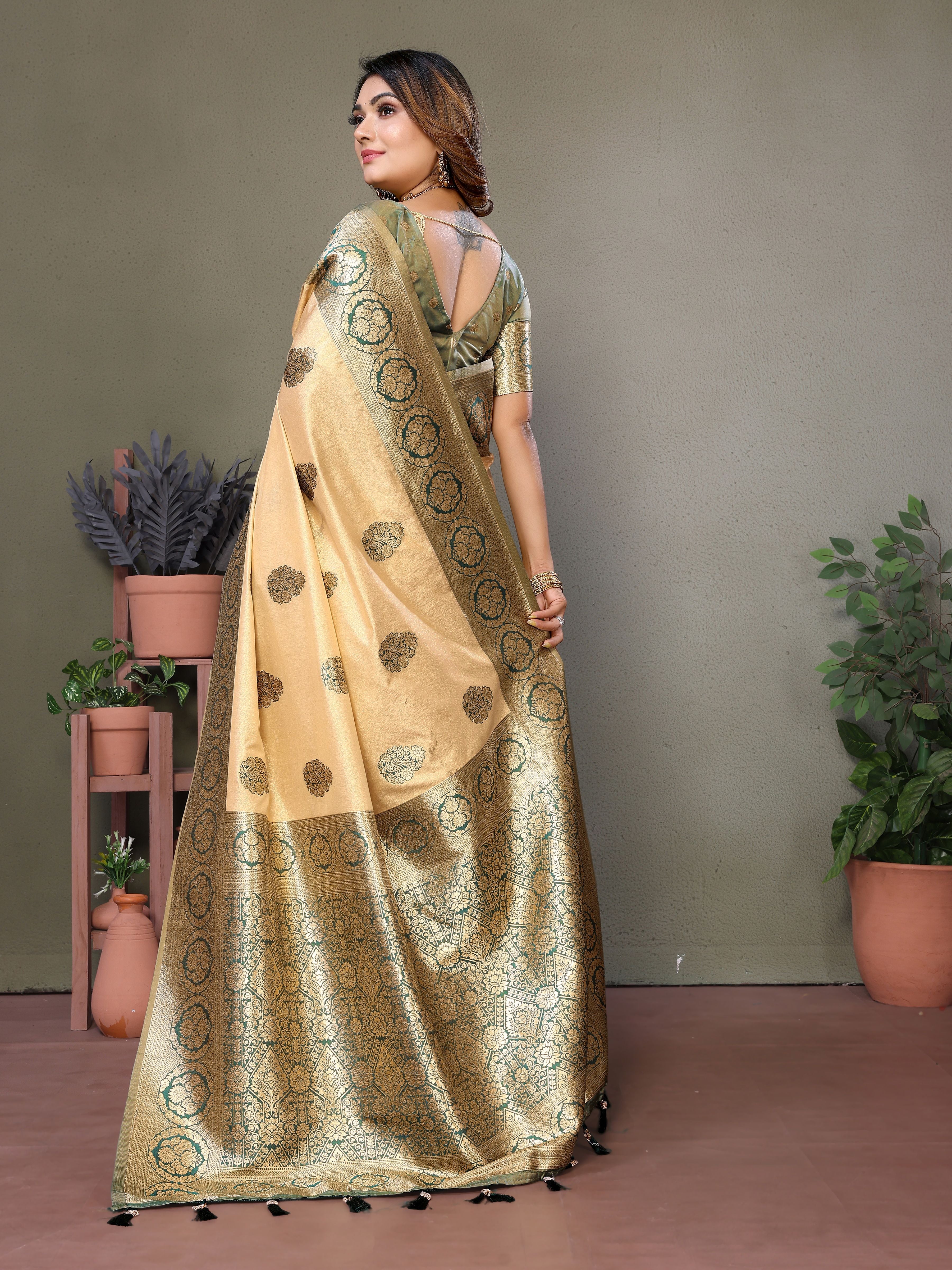 Green Woven Rich Pallu Designer Viscose Silk Ethnic Saree