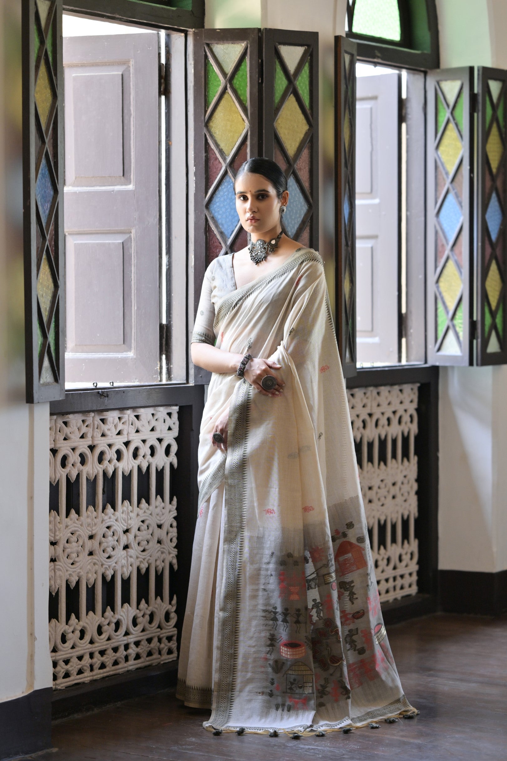 Grey Beautiful Muga Cotton Summer Special Festive Saree