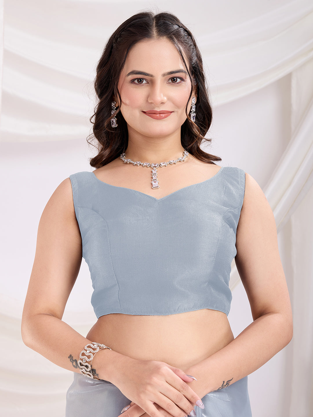 Grey Jimmi Choo Sequins Embroidery Work Ethnic Party Saree