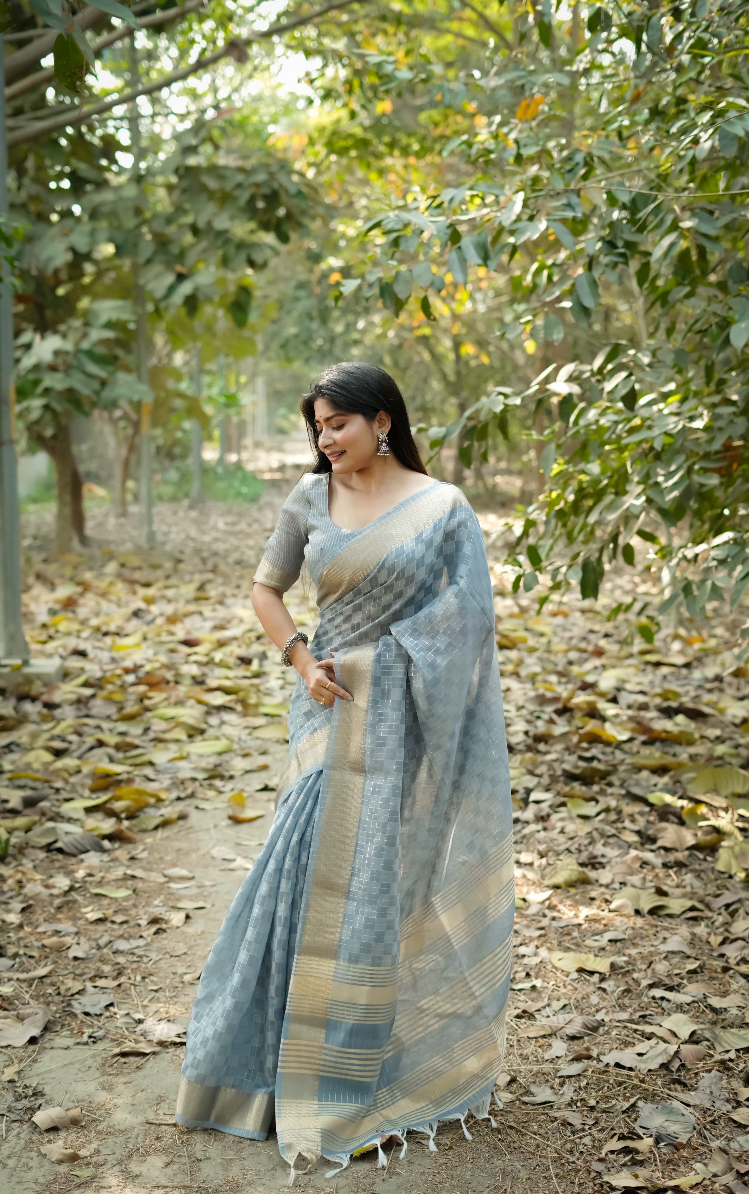 Grey Kalyani Silk Zari Woven Saree