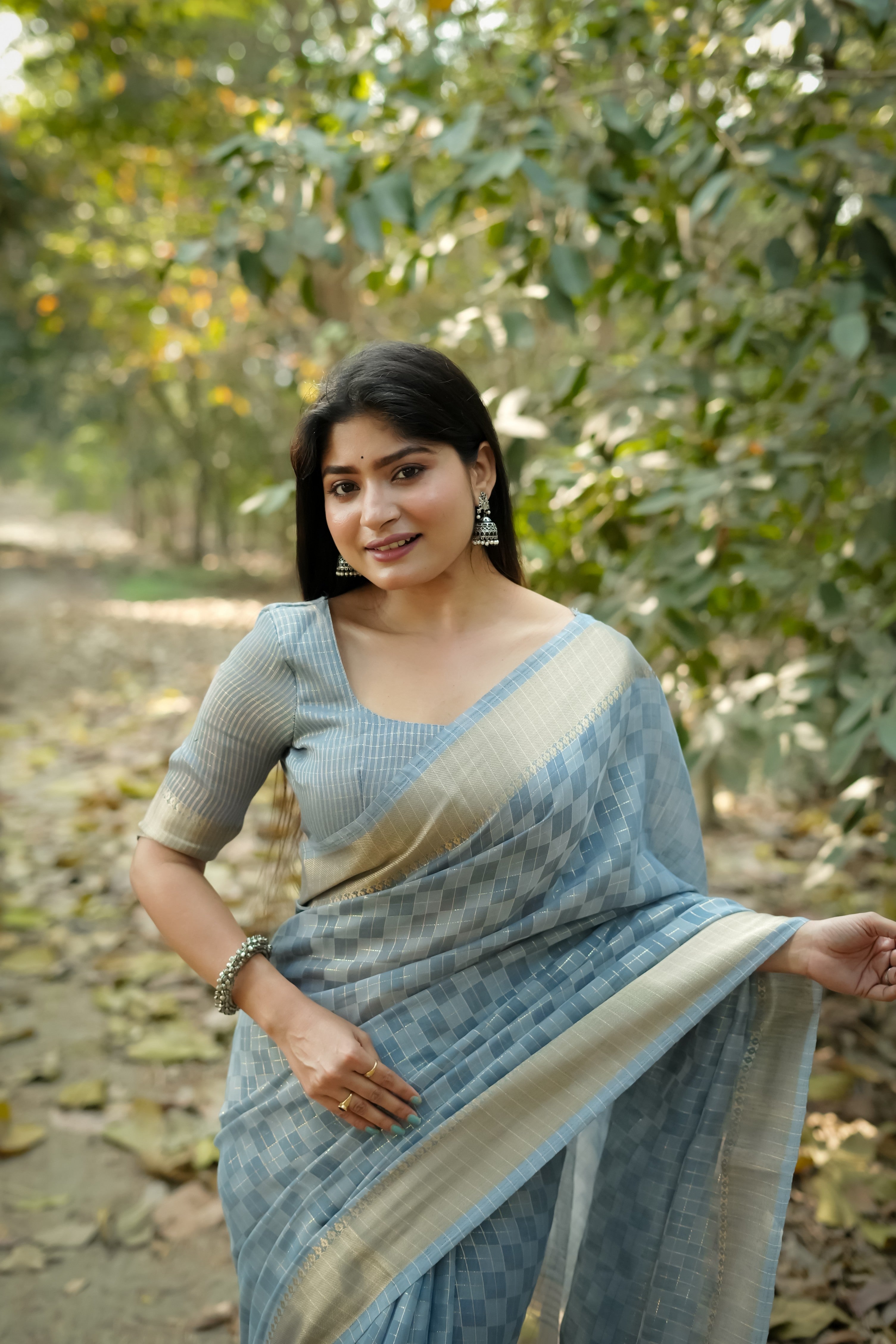 Grey Kalyani Silk Zari Woven Saree