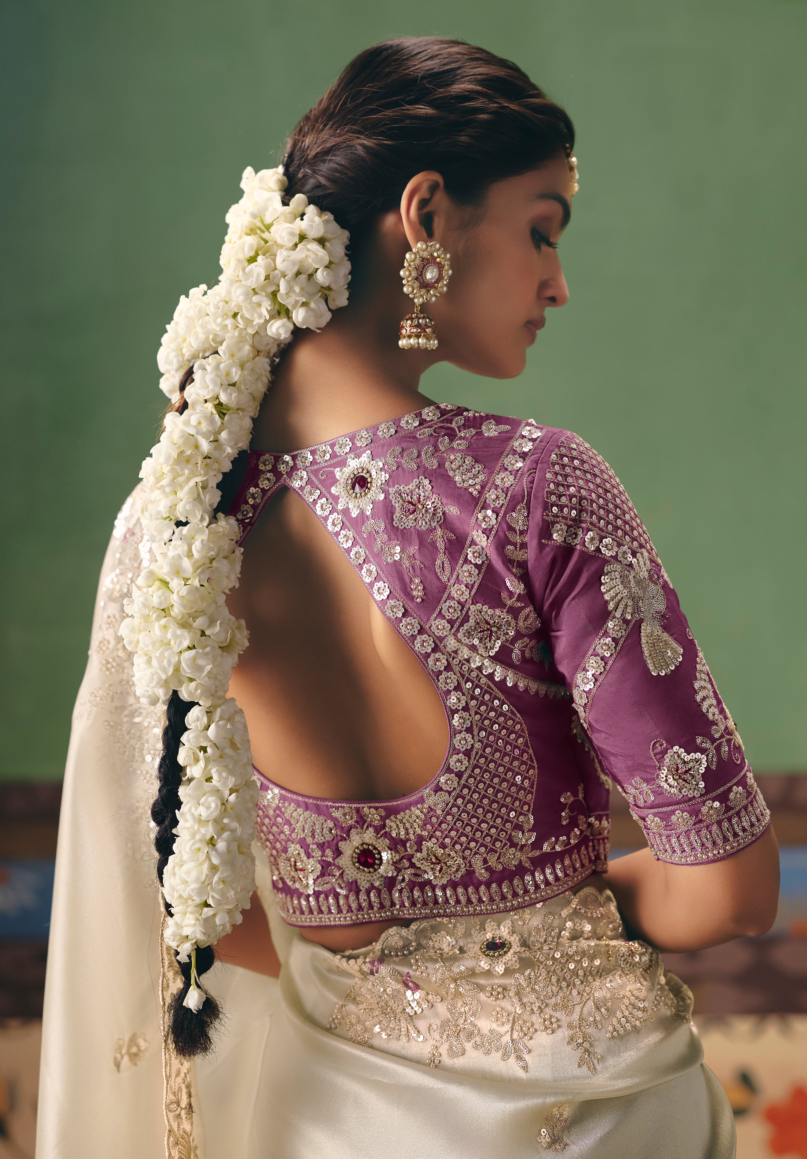 Ivory Saree With Heavy Designer Embroidery, Sequince, Stone, Pearl With Beads Work