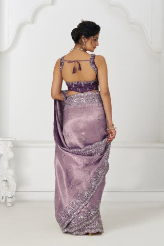 Latest Blue Pure Dola Viscouse Silk Saree With Sequins And Beads Embroidery