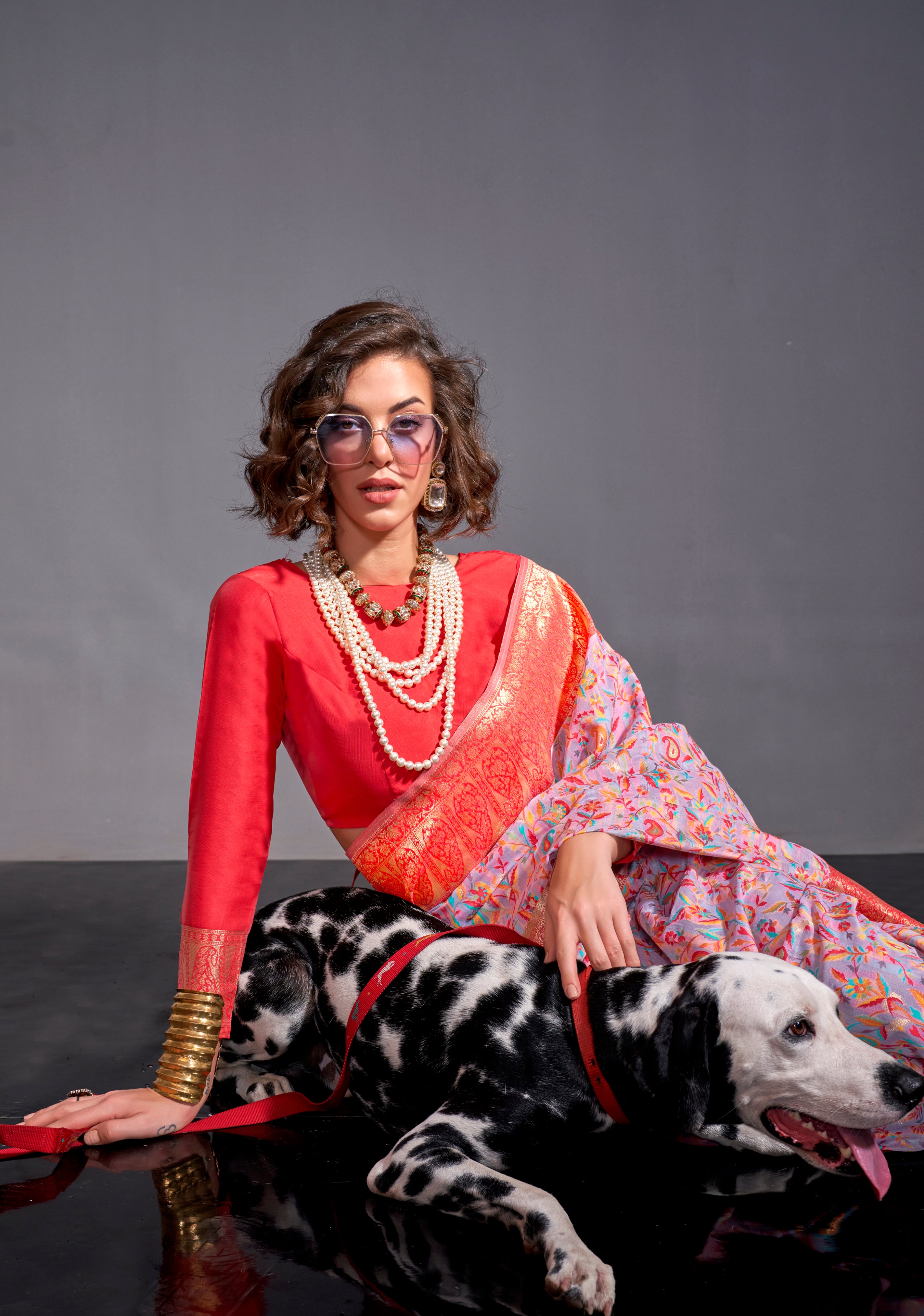 Lavender Kashmiri Silk Saree With Kashmiri Chaap Jacquard Woven Work