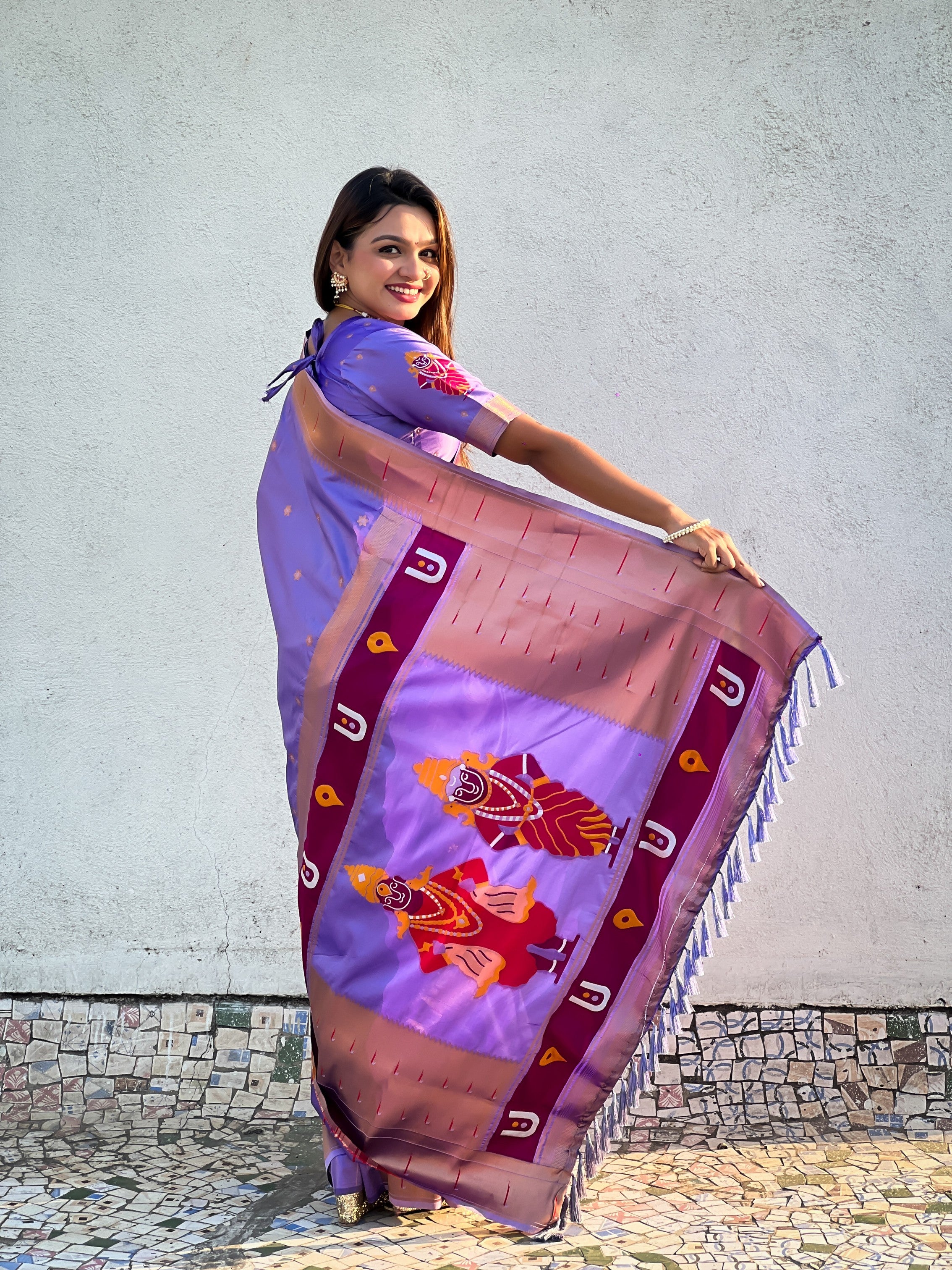 Lavender Soft Silk Woven Vitthala Designer Traditional Ethnic Saree
