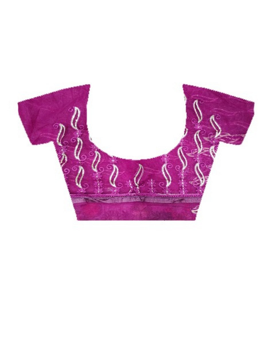 Magenta Girlie Butterfly Net Fabric Stylish Resham Embroidered Partywear Saree