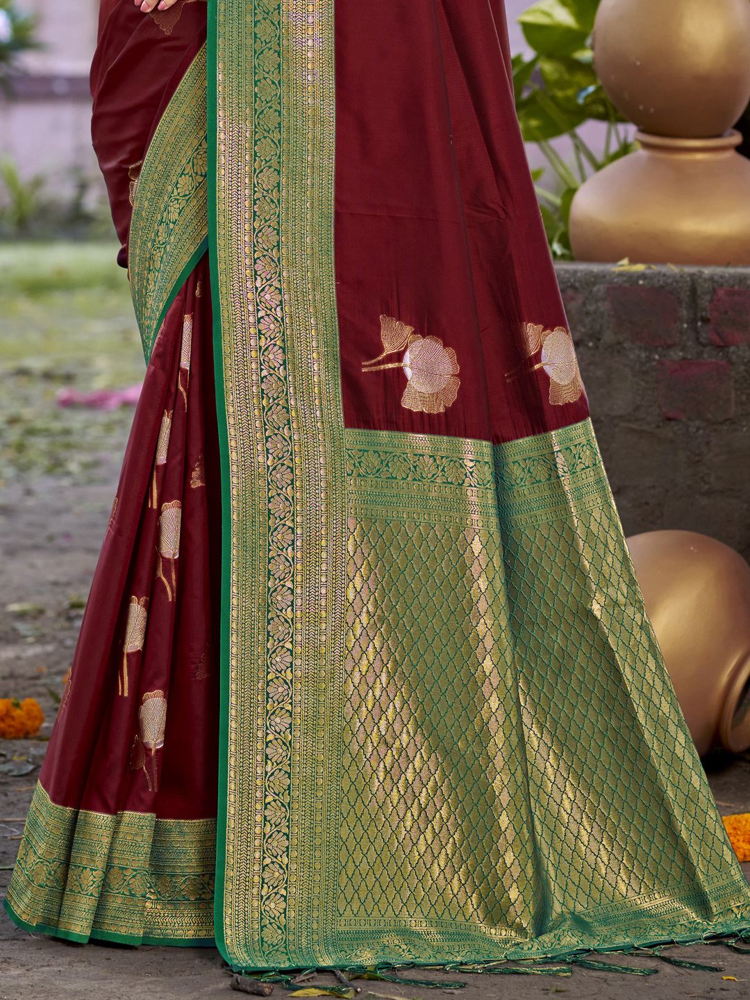 Maroon Color Silk Weaving Classic Saree