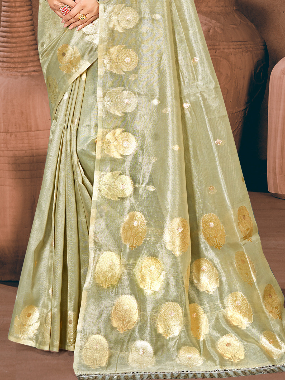 Mesmerizing Grey Munga kota Festival Saree for Women