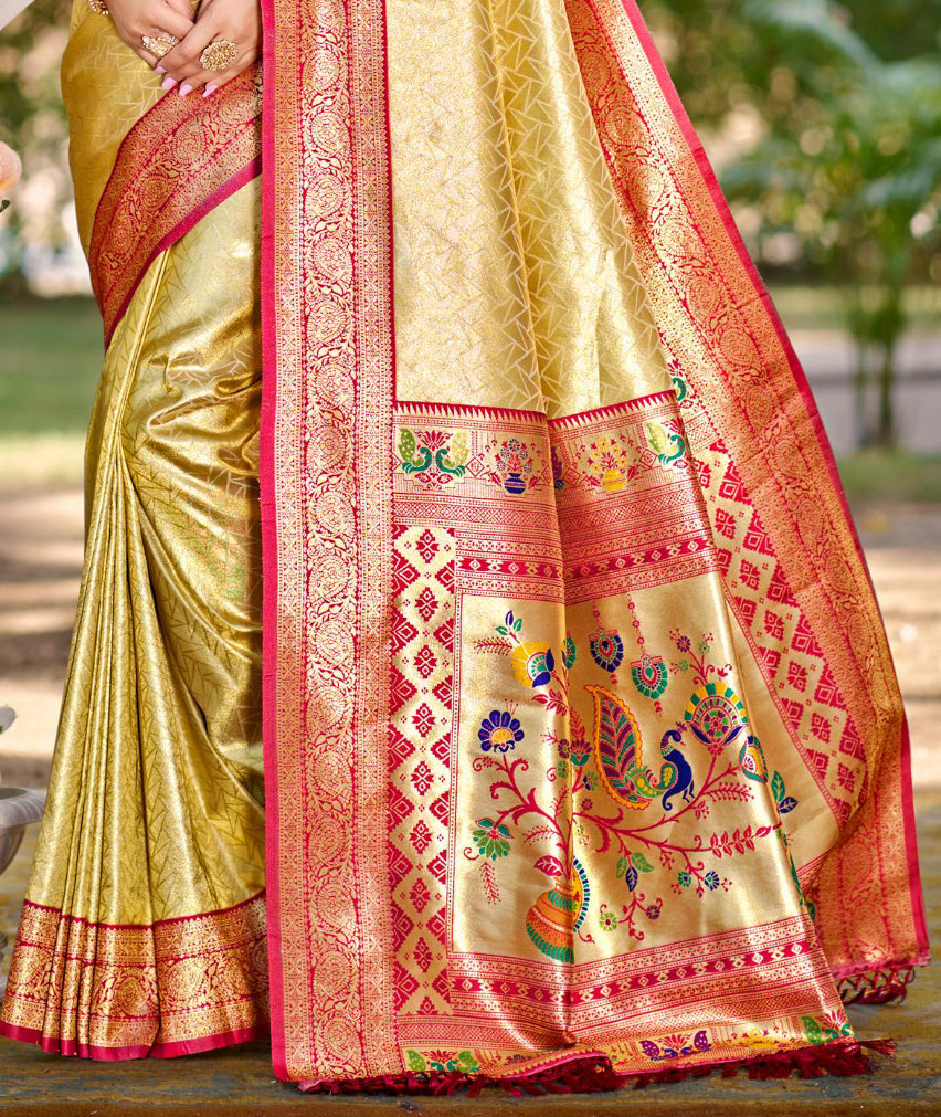 Multi Color Kanjivaram Silk Saree With Understated Luxury and Comfort