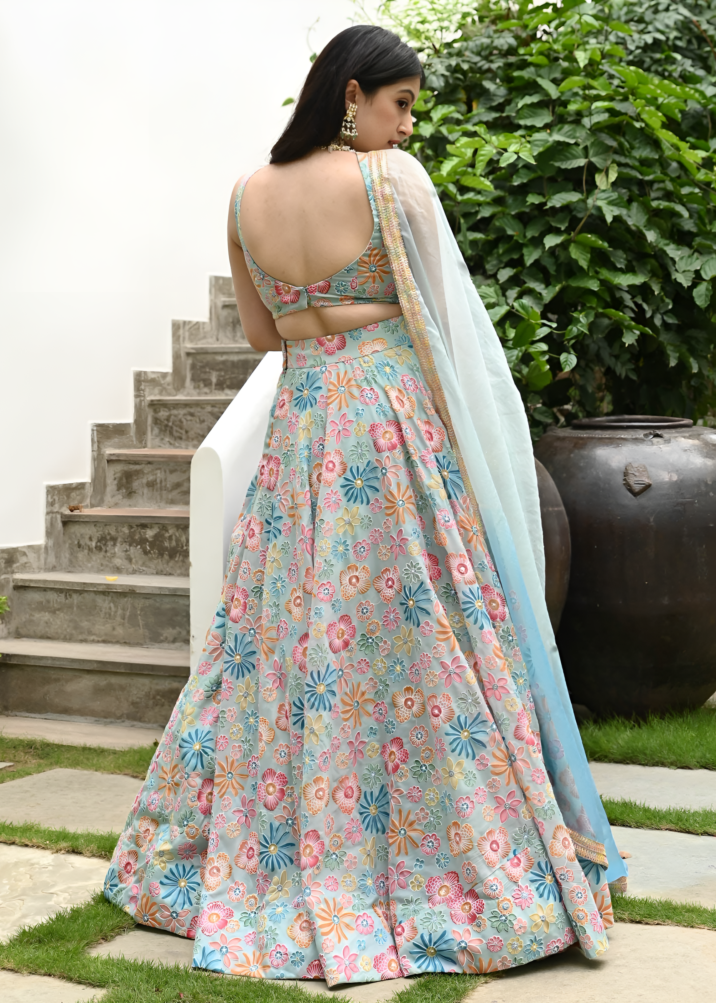 Multi Color Lehenga Choli With Thread and Embroidery Work