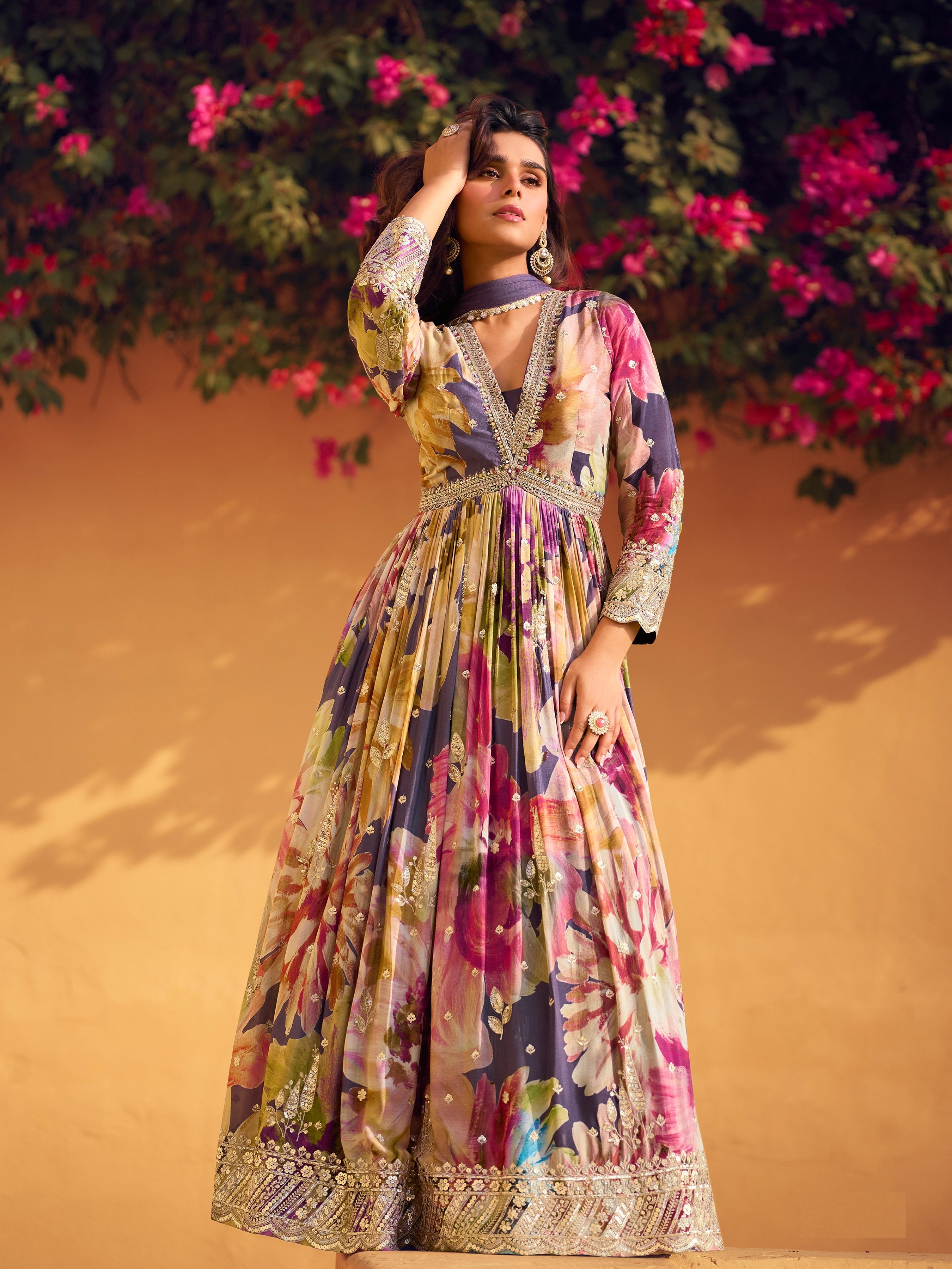 Multi Colour Anarkali Suit With Heavy Embroidery Work