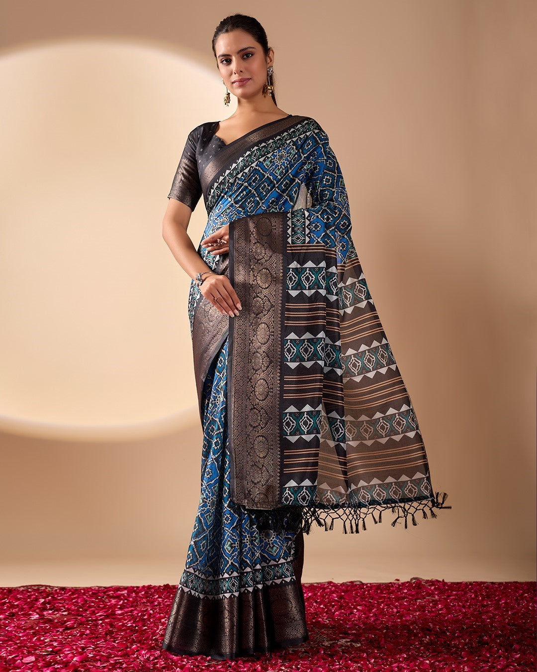 Multi Soft Lichi Silk Saree With Digital Printed Festive Designer Saree