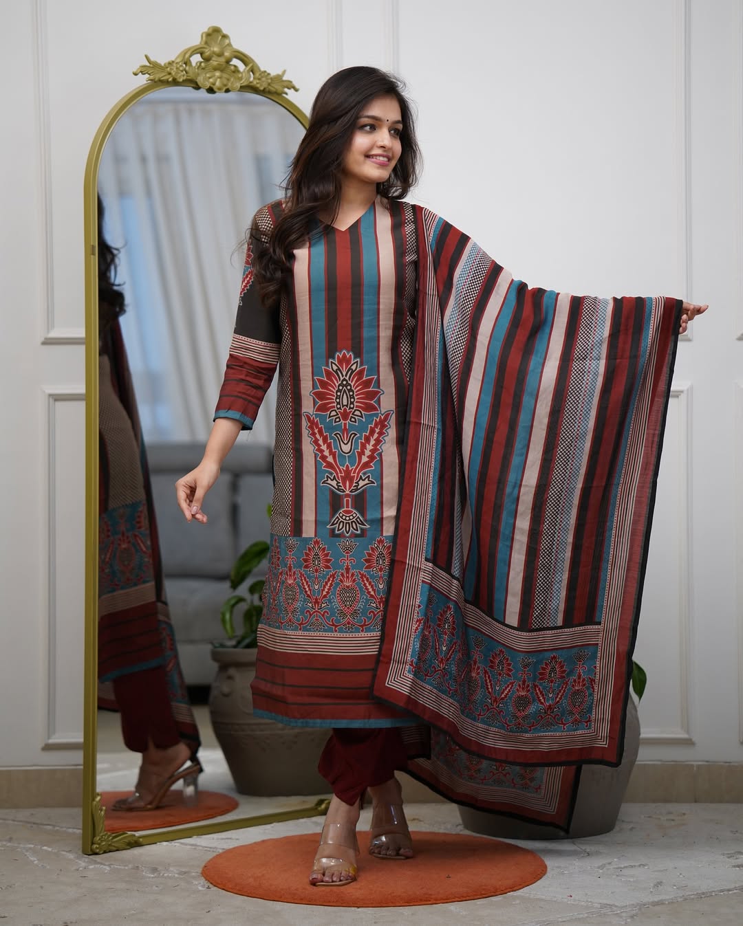 Multicolor Rayon Kurta Pant Set Printed