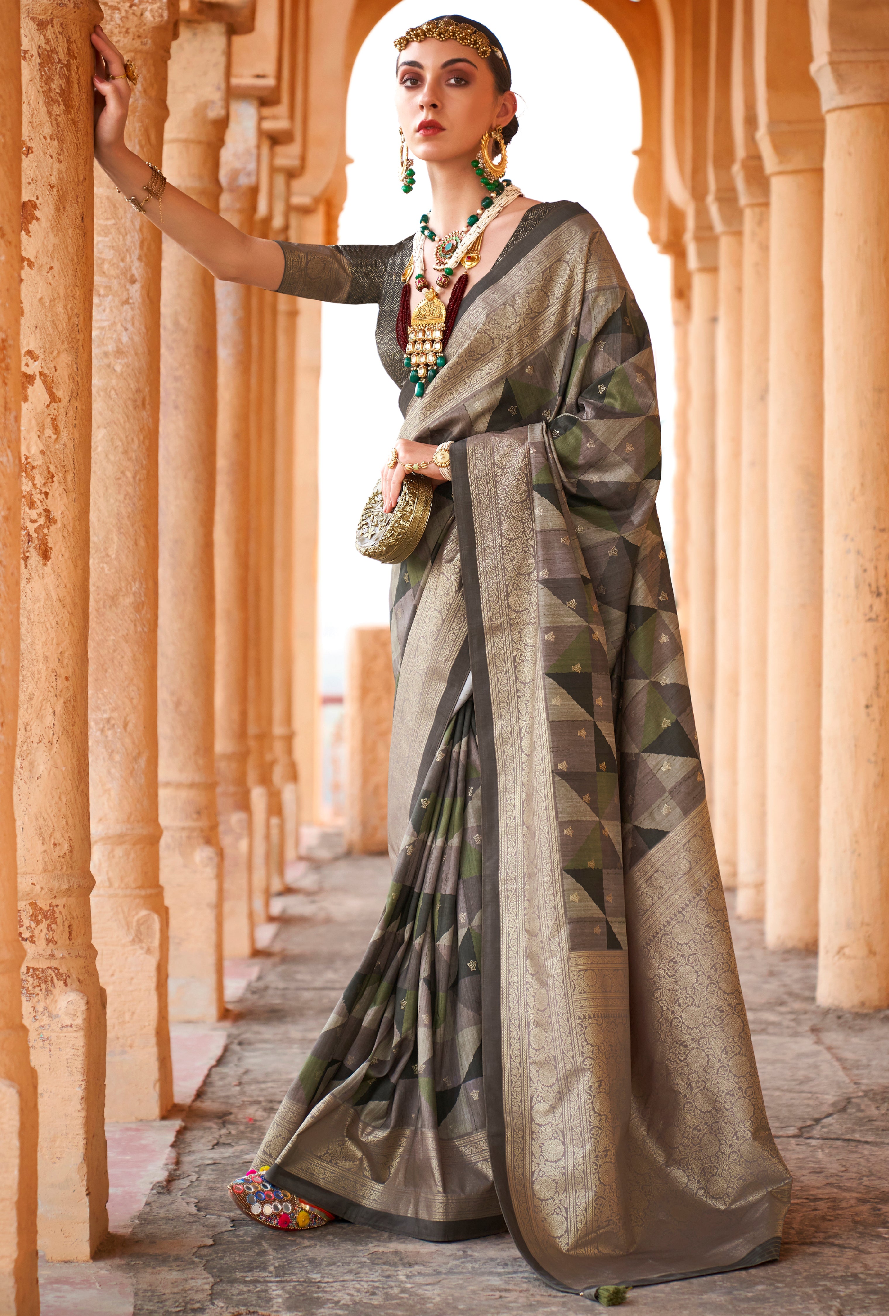 Multicolor Saree With Jacquard Woven Work