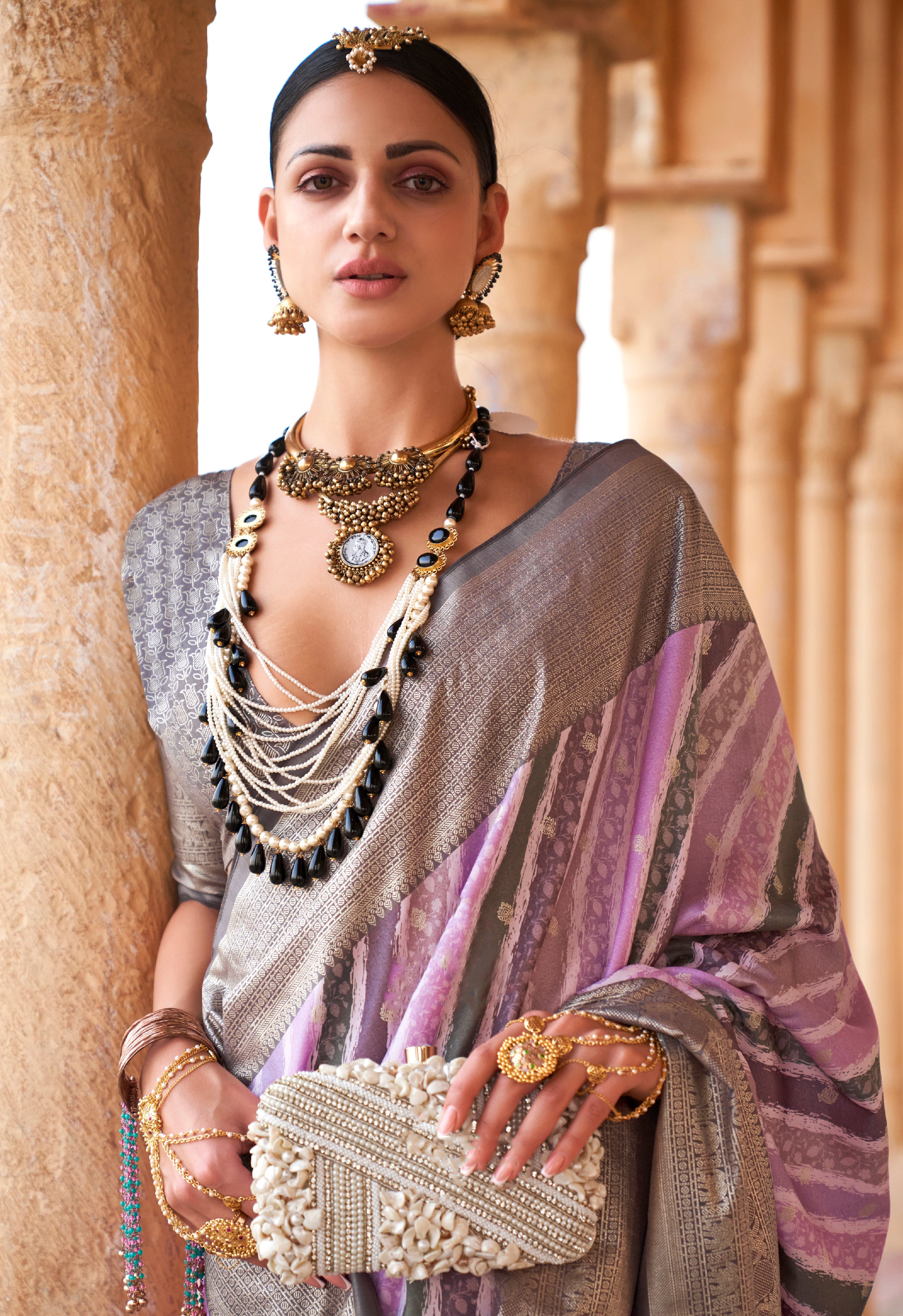 Multicolor Saree With Jacquard Woven Work