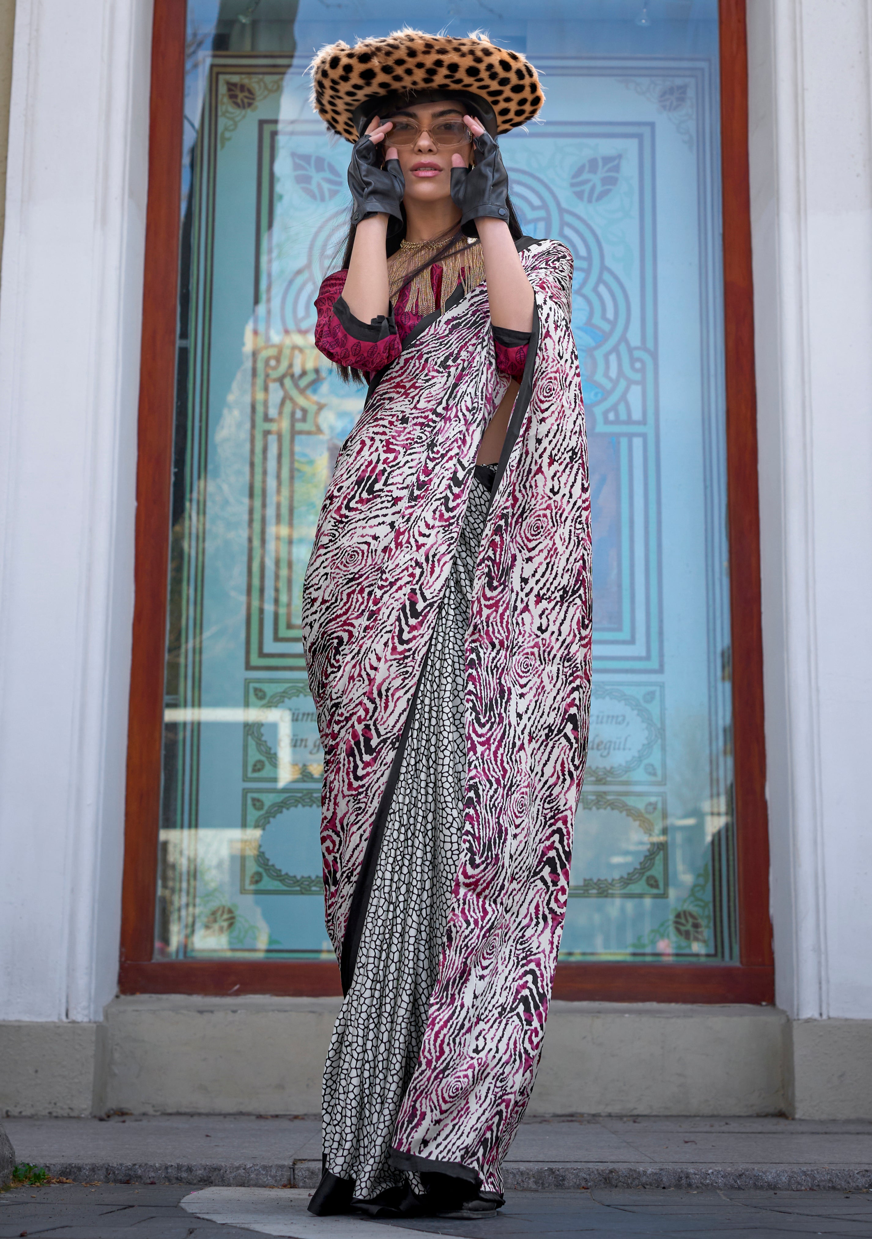 Multicolor Satin Saree With Digital Print