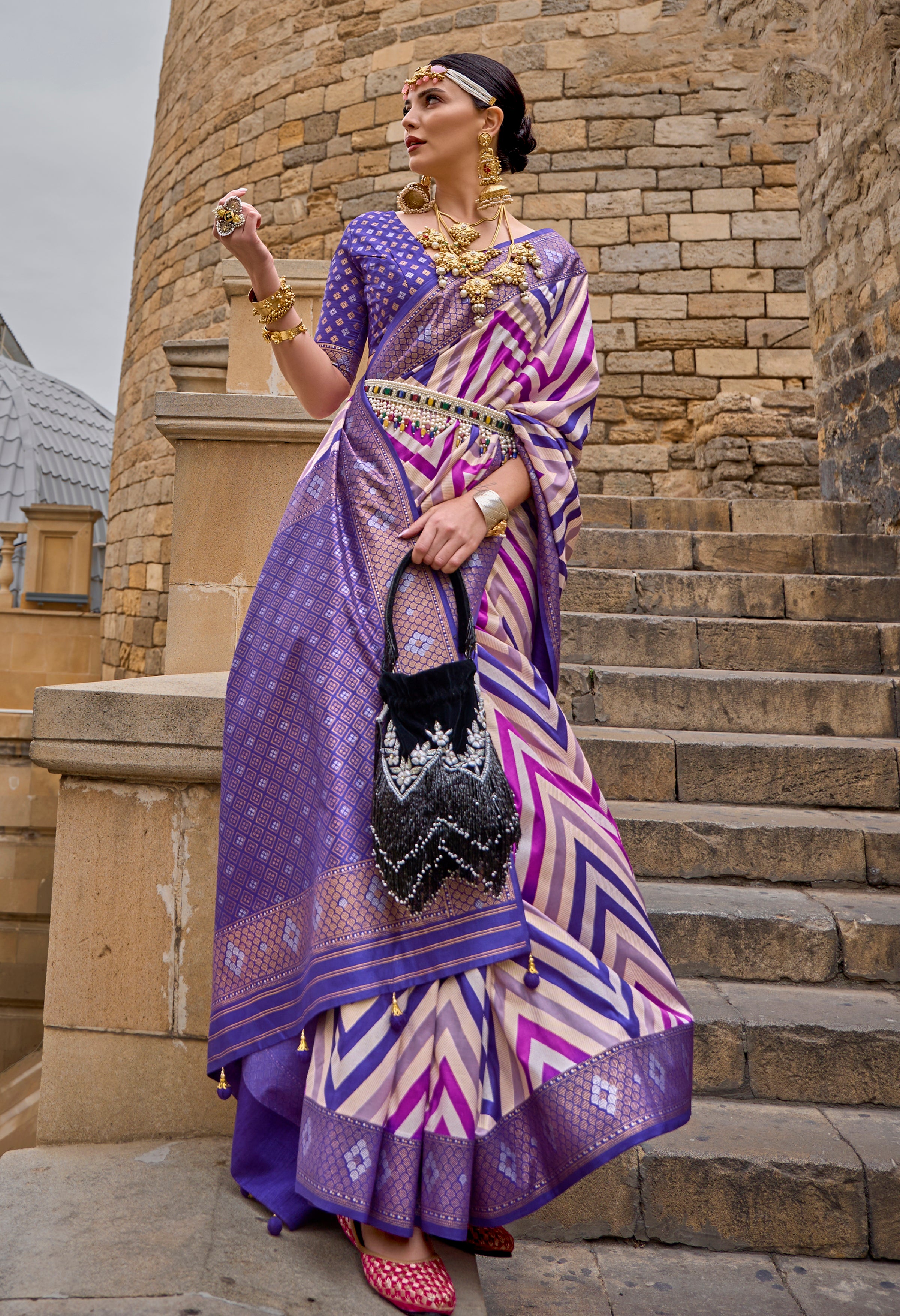 Multicolor Superior Silk Saree With Jacquard Woven