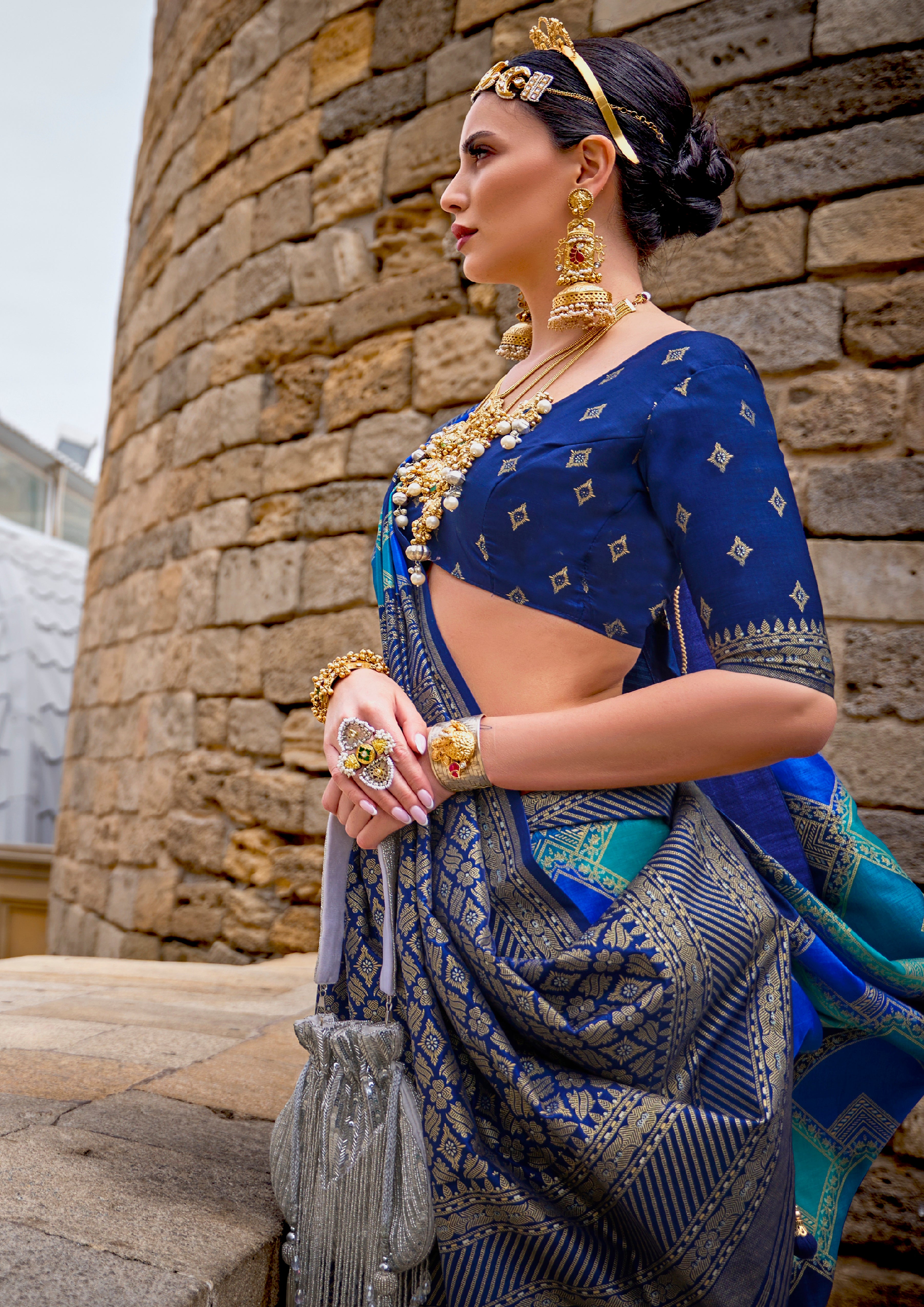Multicolor Superior Silk Saree With Jacquard Woven