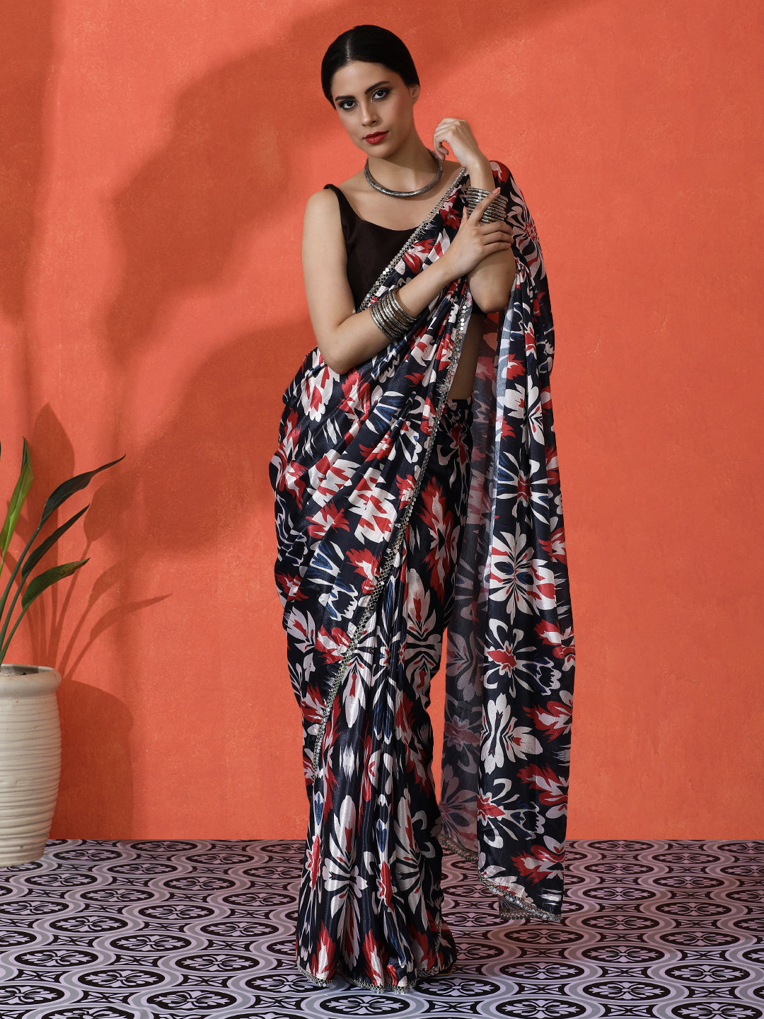 Multy Chinon Designer Digital Printed Girlie Partywear Saree