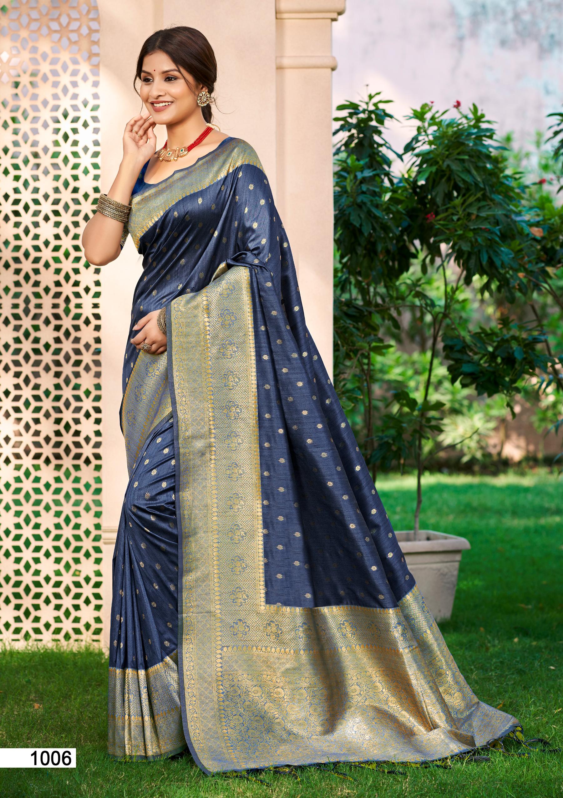 Navy Blue Assam Silk Saree With Effortless Style and Everyday Grace