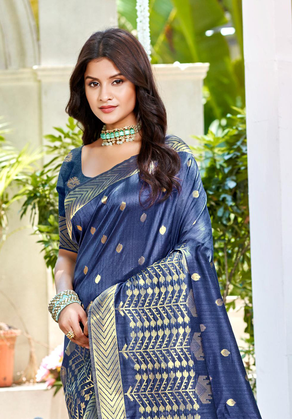 Navy Blue Assam Silk Saree With Heritage Vibes and Modern Appeal