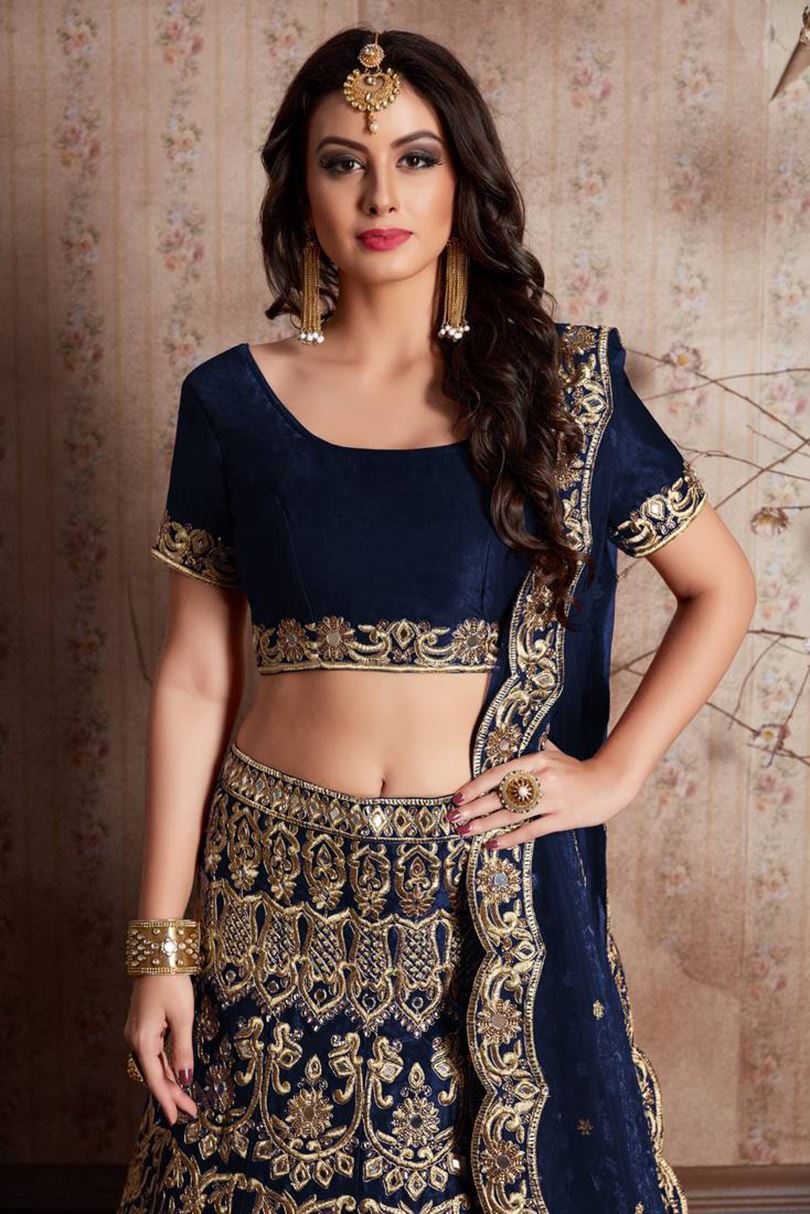 Nevy Blue Lehenga Choli With Zari, Dori and Sequence Embroidery Work