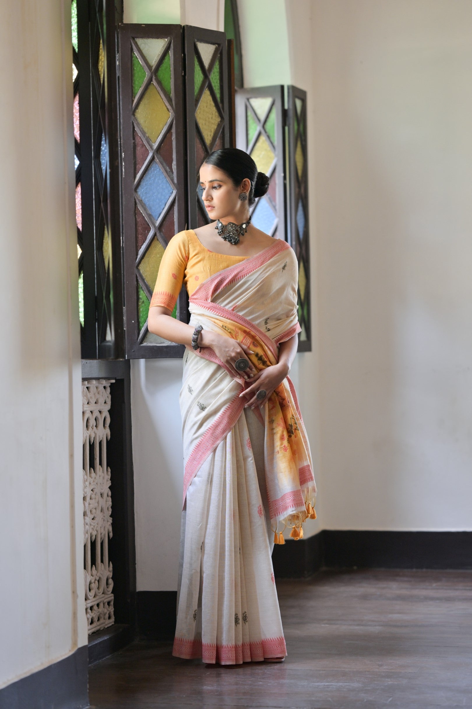 Orange Beautiful Muga Cotton Summer Special Festive Saree
