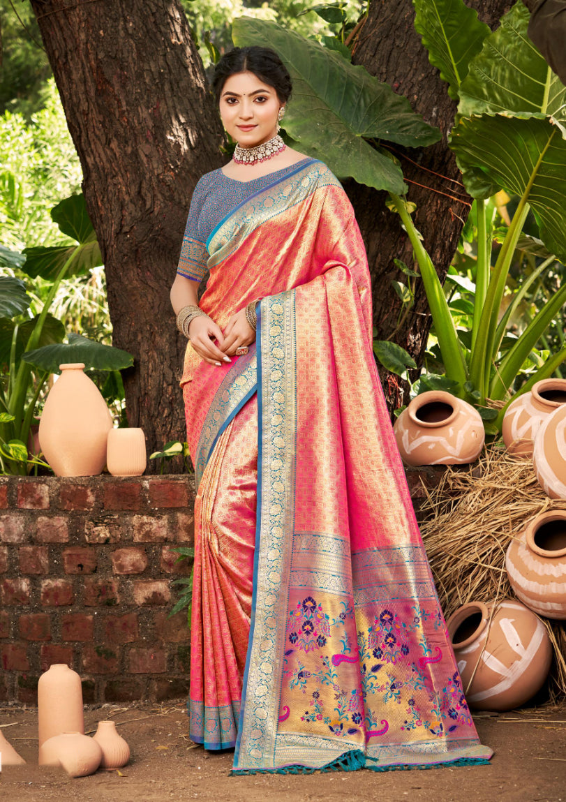 Orange Kanjivaram Silk Saree With Elegant Flow and Traditional Feel
