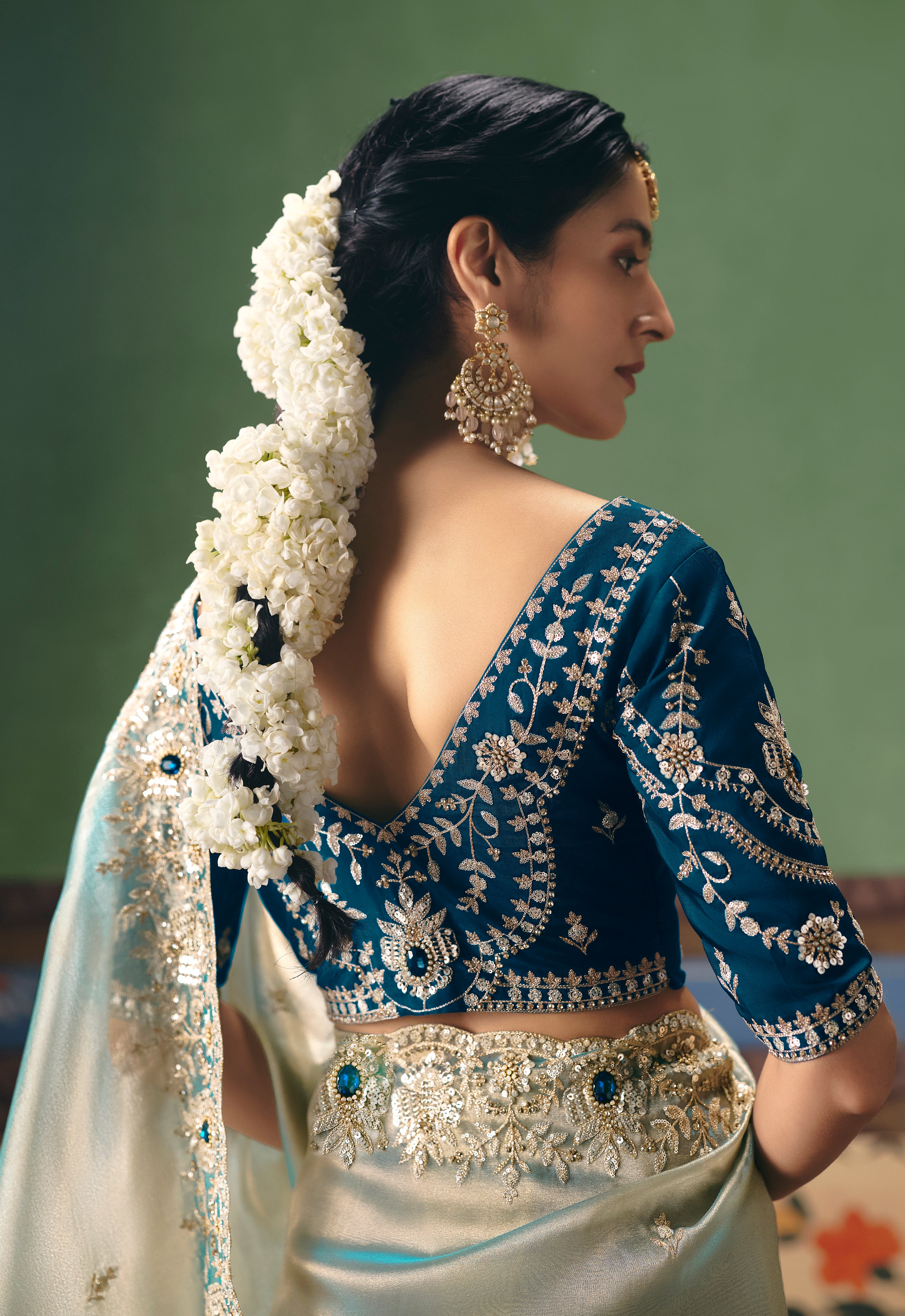 Pastel Mint Saree With Heavy Designer Embroidery, Sequince, Stone, Pearl With Beads Work