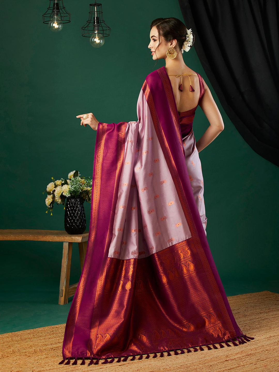 Pink Banarasi Silk Woven Jari Designer Heavy Looks Glamorous Ceremonial Saree