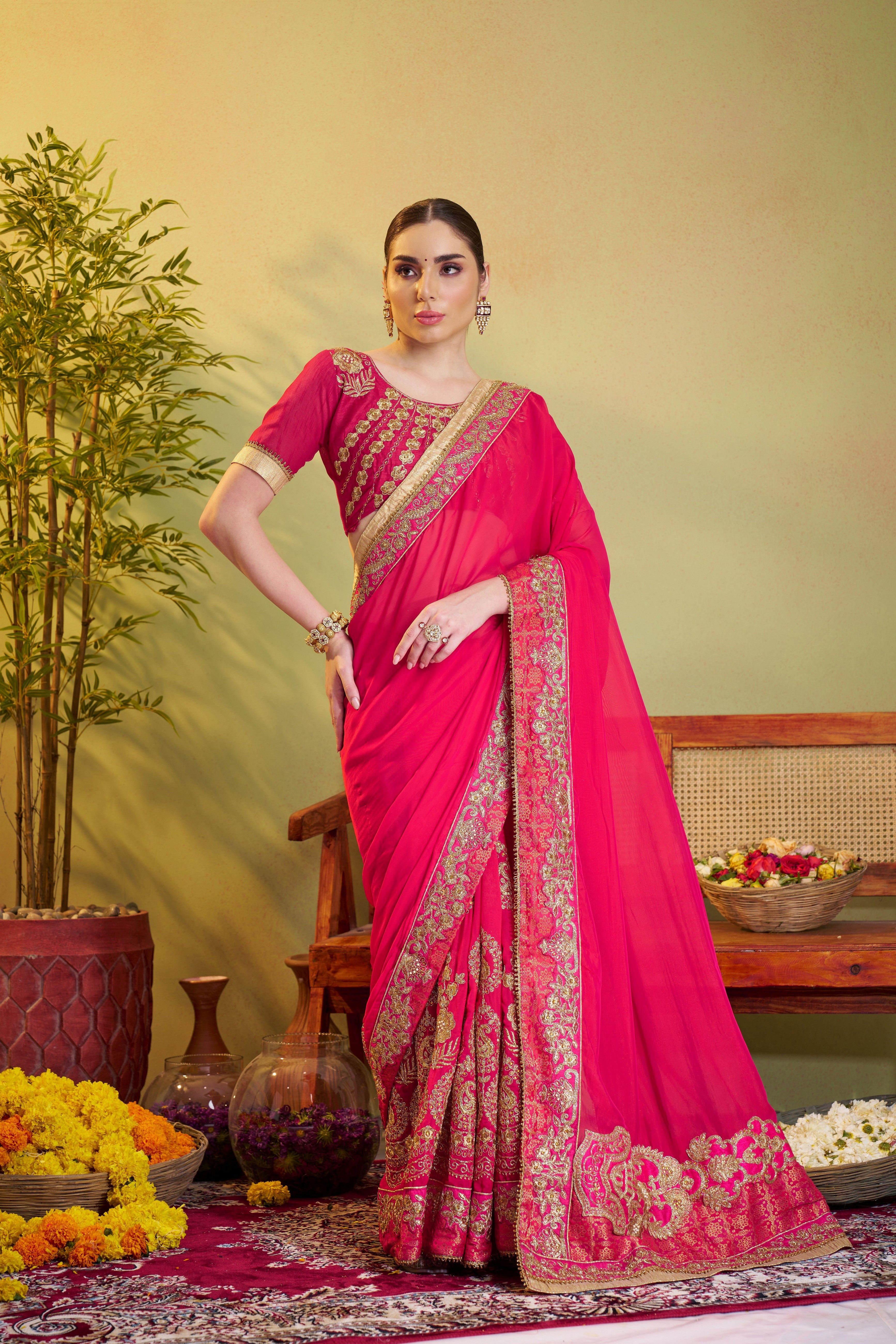 Pink Barfi Satin Designer Partywear Saree For Rich Indian Looks