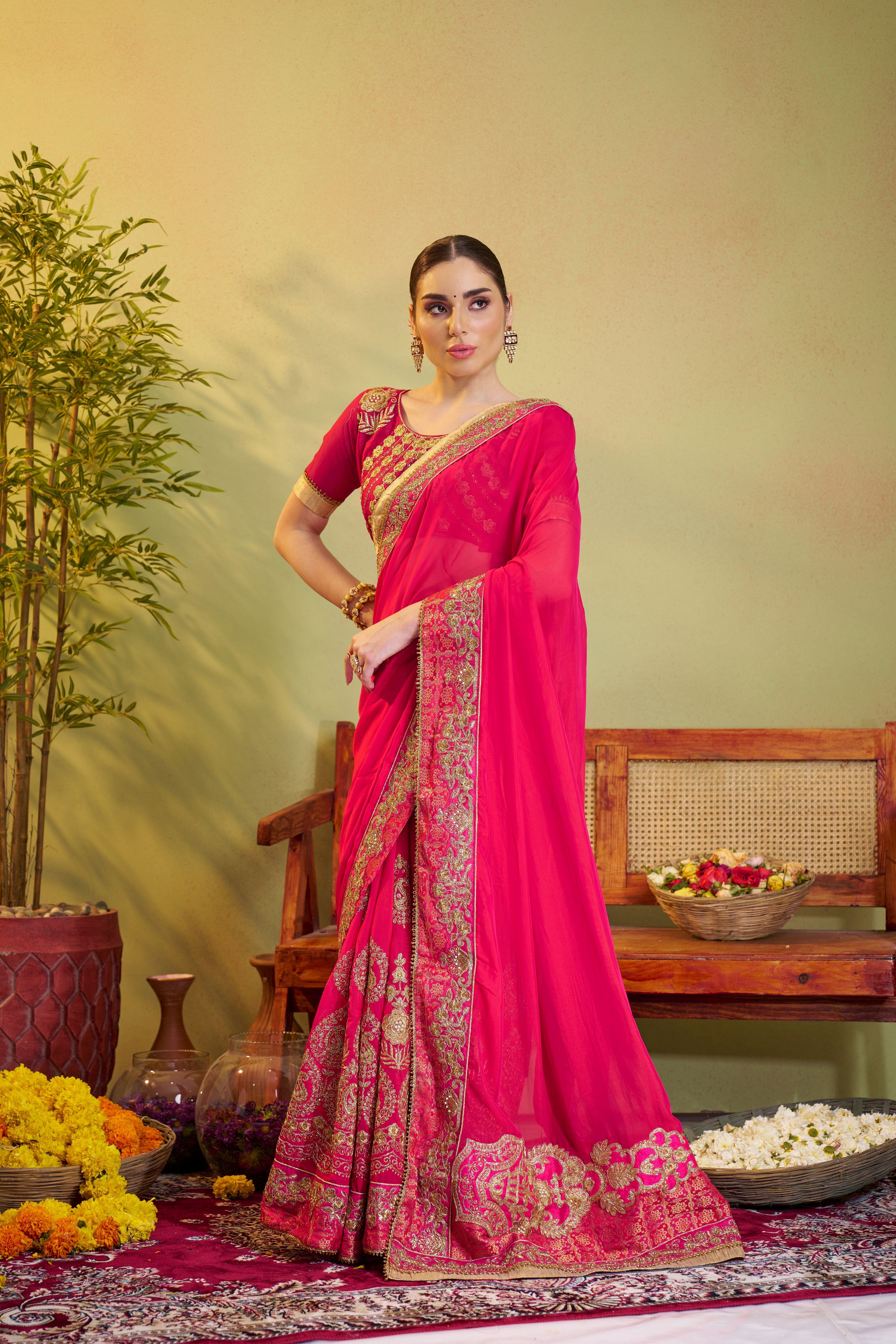 Pink Barfi Satin Designer Partywear Saree For Rich Indian Looks