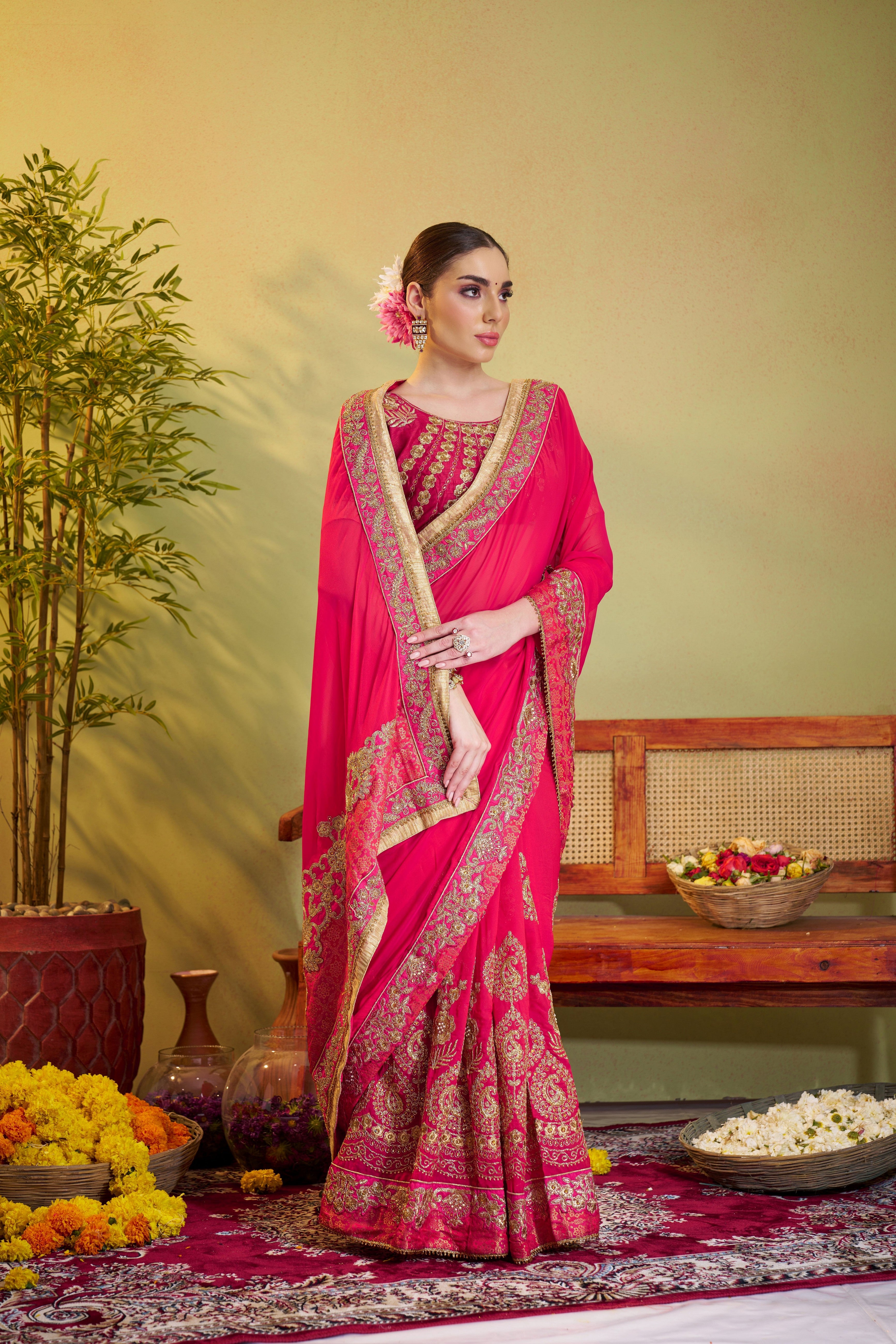 Pink Barfi Satin Designer Partywear Saree For Rich Indian Looks
