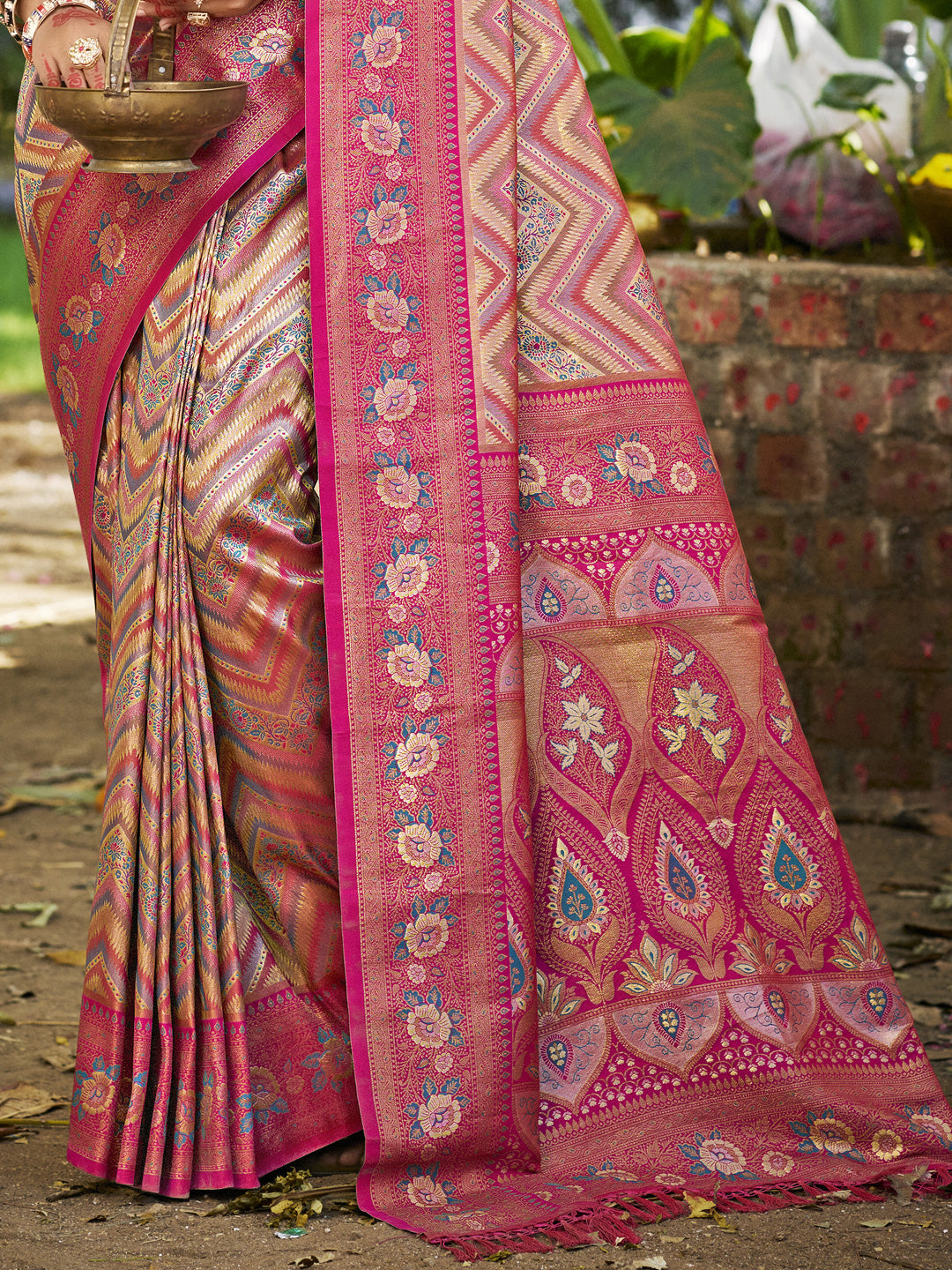 Pink Dharmavaram Silk Saree With Timeless Grace and Elegant Charm