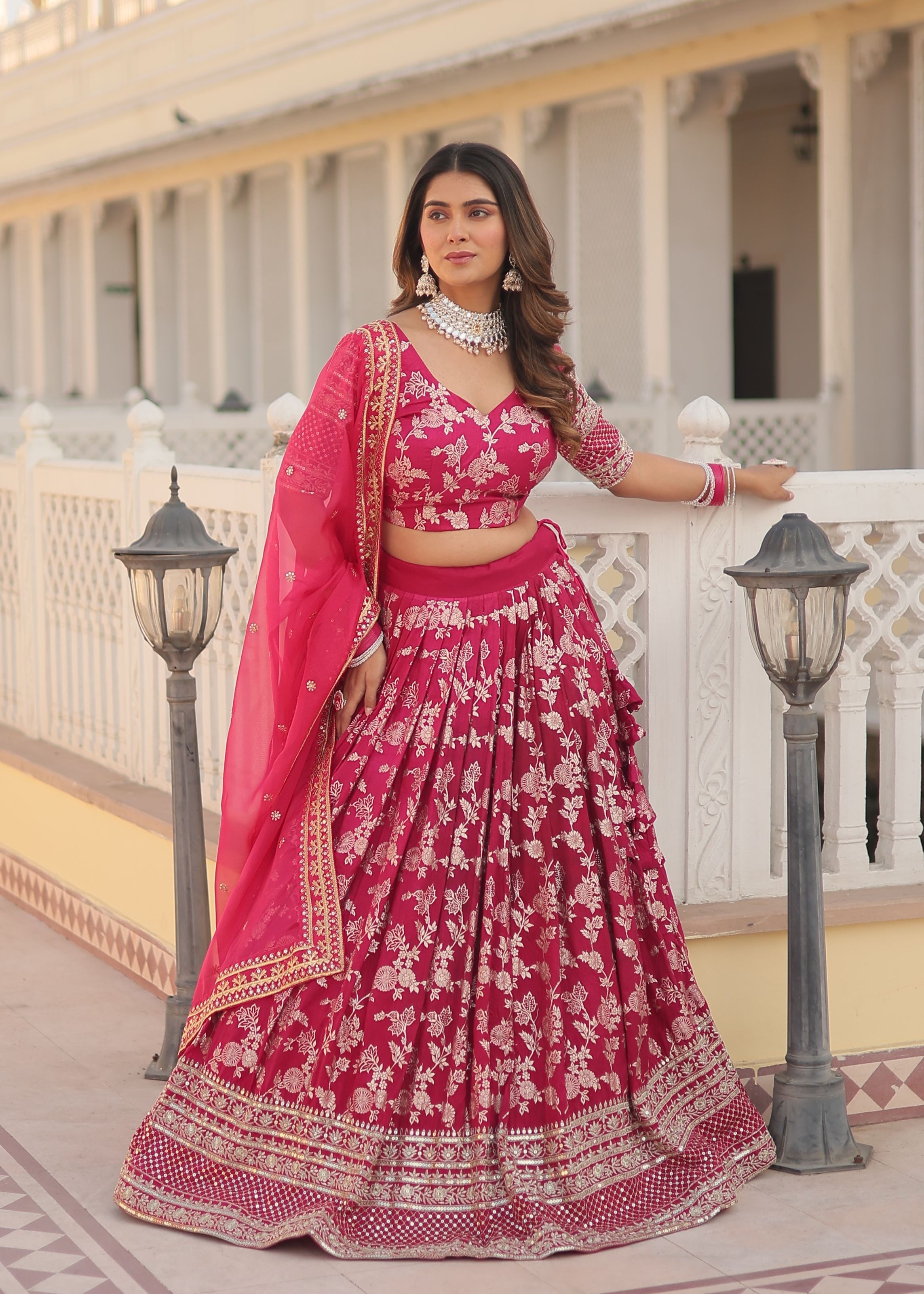 Pink Lehenga Choli with Heavy Embroidered Sequins work