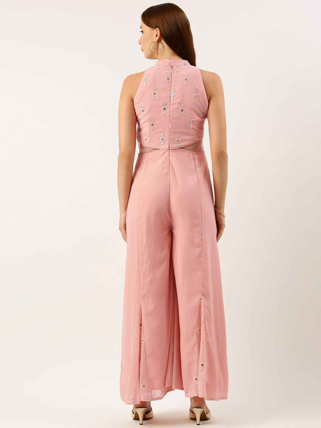 Pink Satin Dress With Tie N Dye Shibori Print