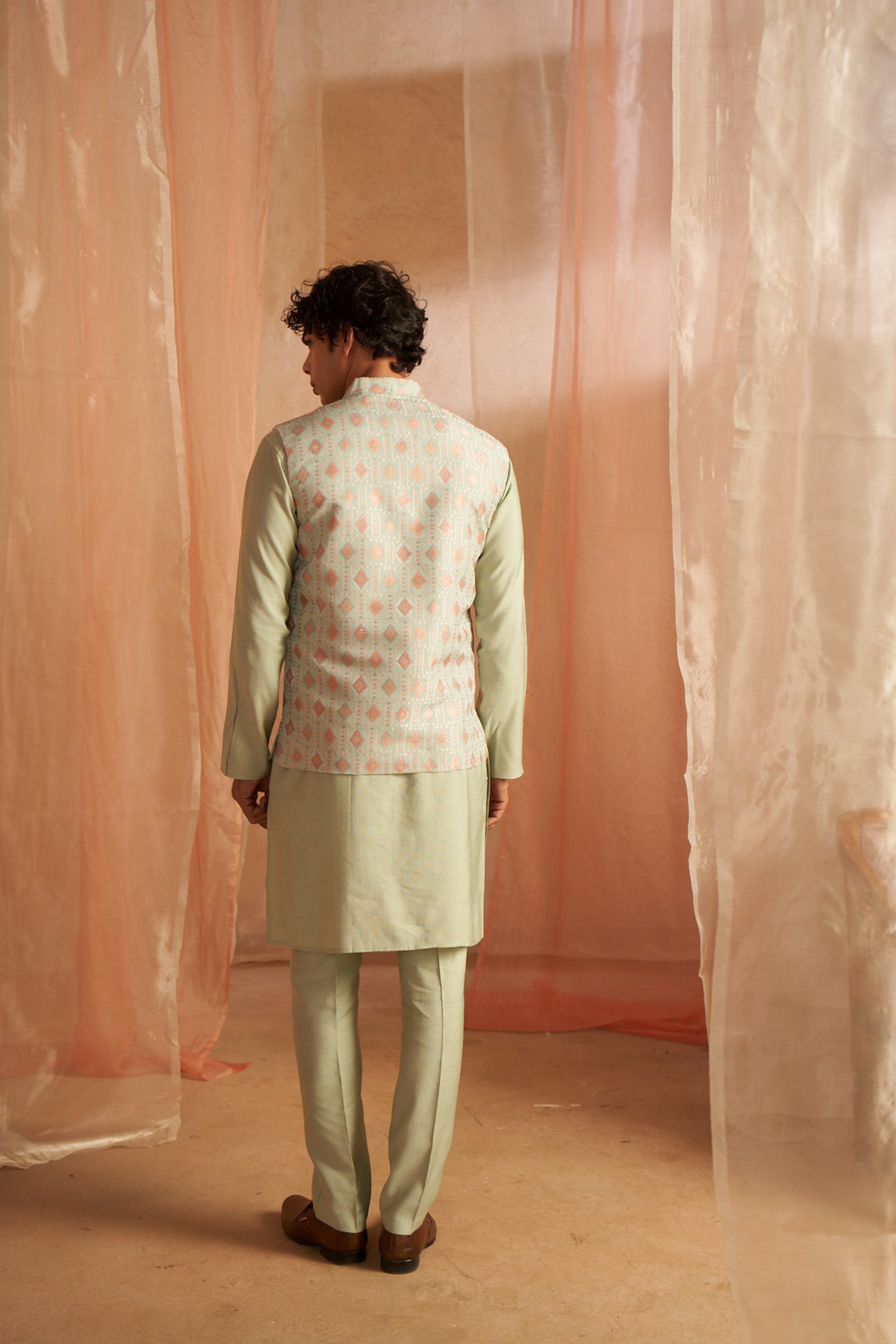 Pista Color Printed Ethnic Jacket – Perfect for Traditional Celebrations