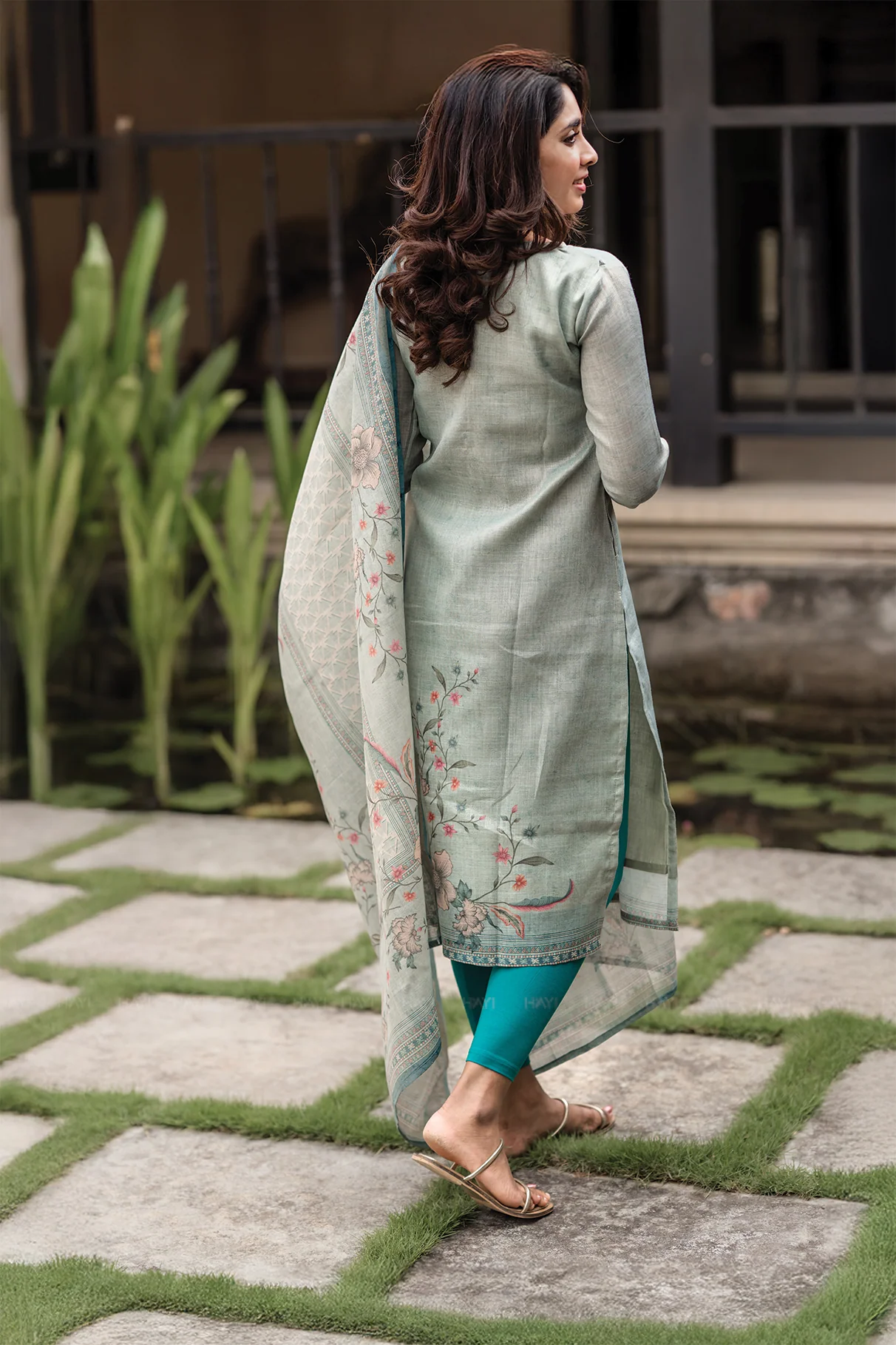 Pista Green Cotton Kurta Pant Set Printed