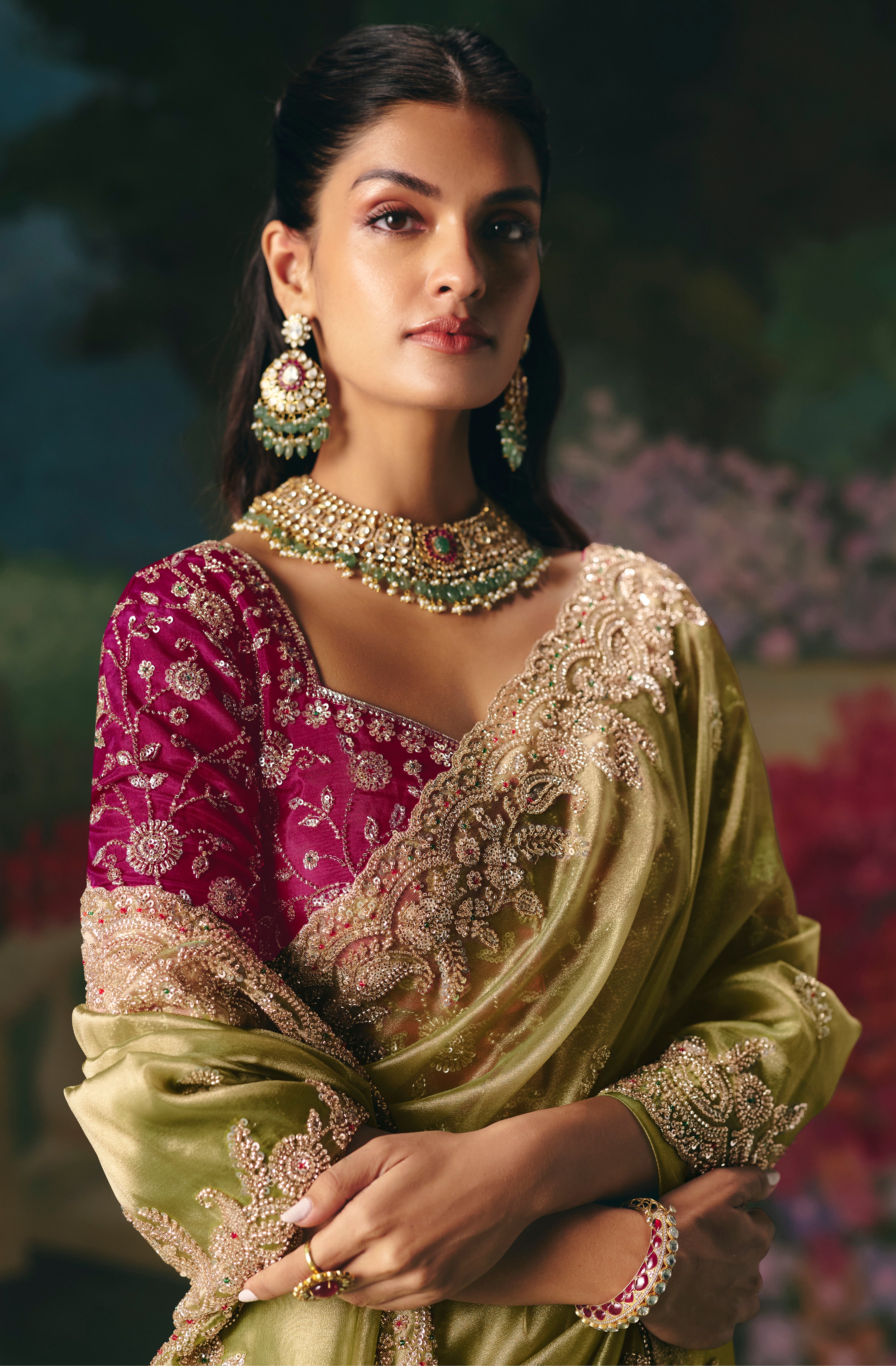 Pista Green Saree With Heavy Designer Embroidery, Sequince, Stone, With Beads Work