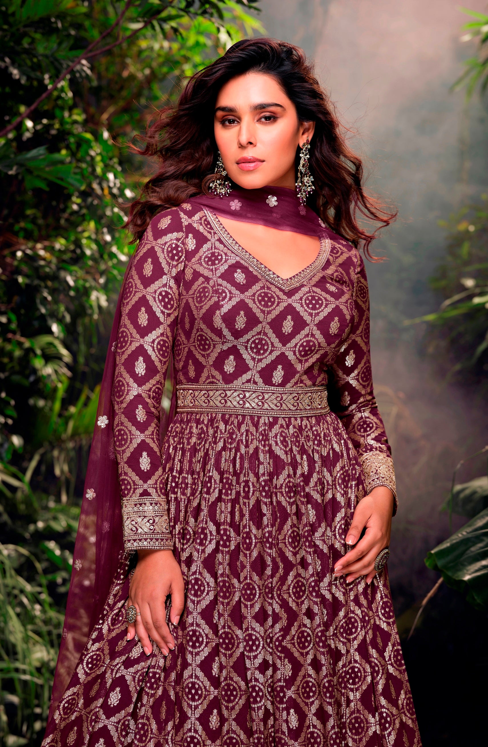 Purple Anarkali Suit With Heavy Embroidery Work
