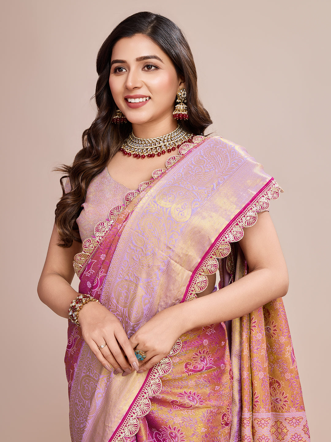 Purple Beautiful Soft Silk Woven Jari Designer Saree